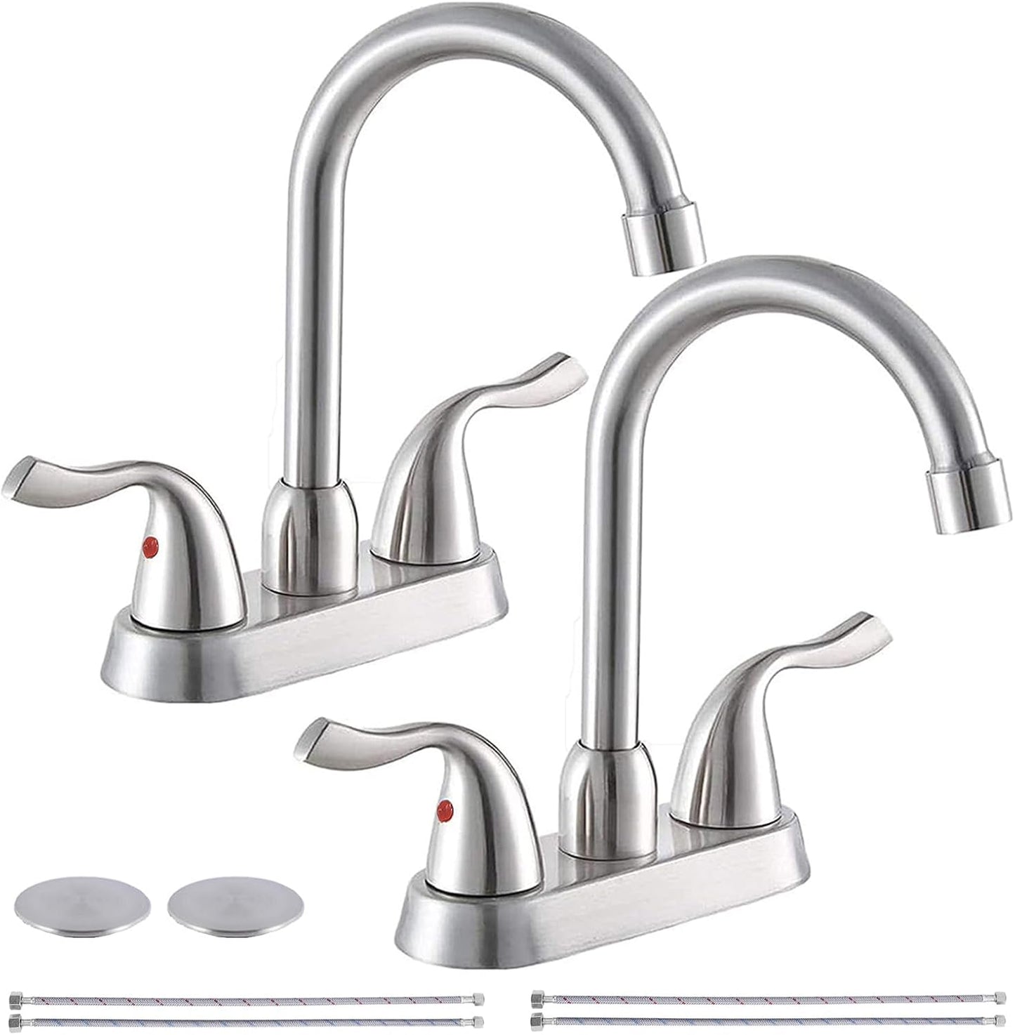 Hotis 2 Pack Bathroom Sink Faucet Brushed Nickel for Modern Spaces