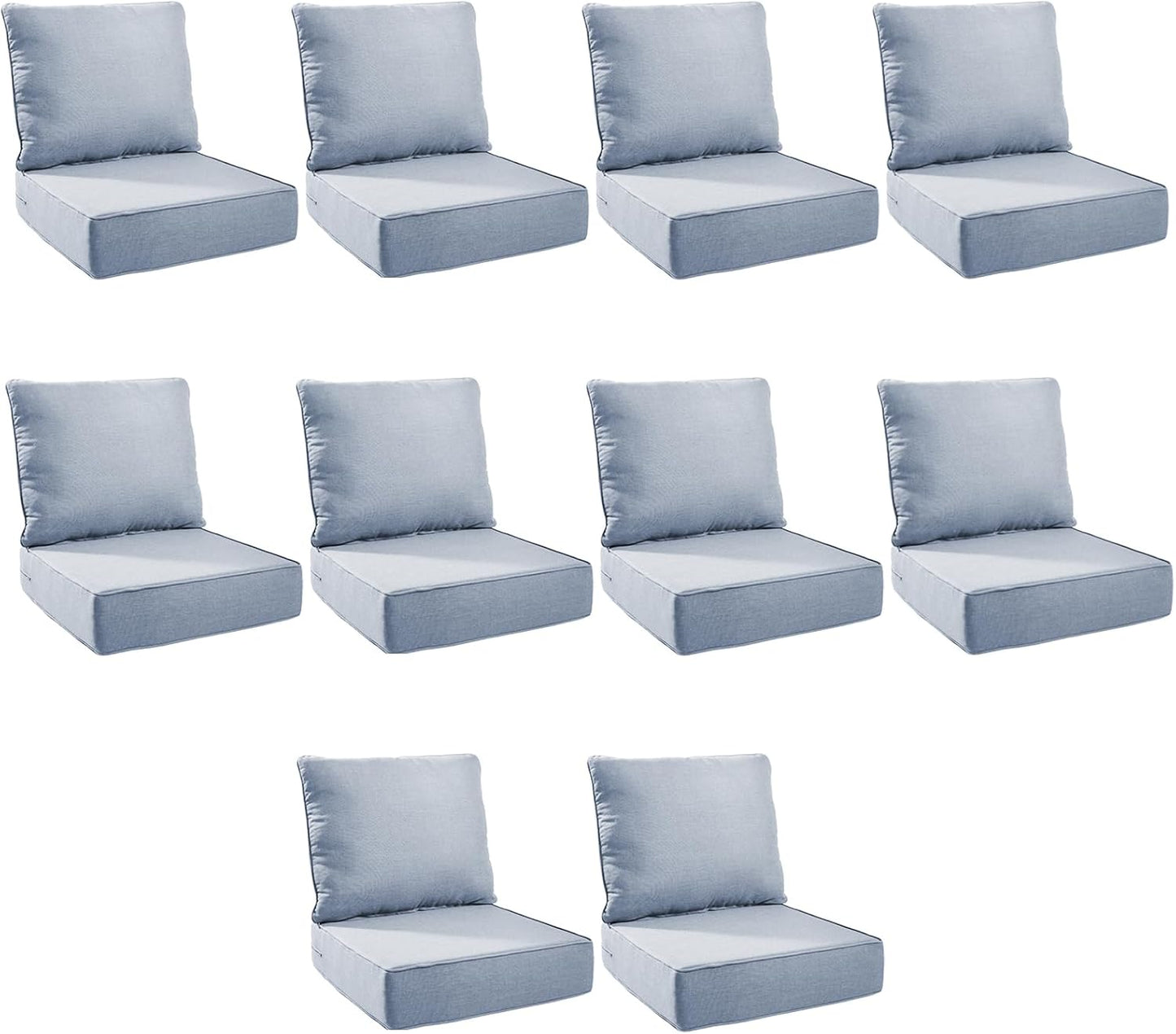 Outdoor Cushion Set for Patio Furniture - 10-Pack Baby Blue