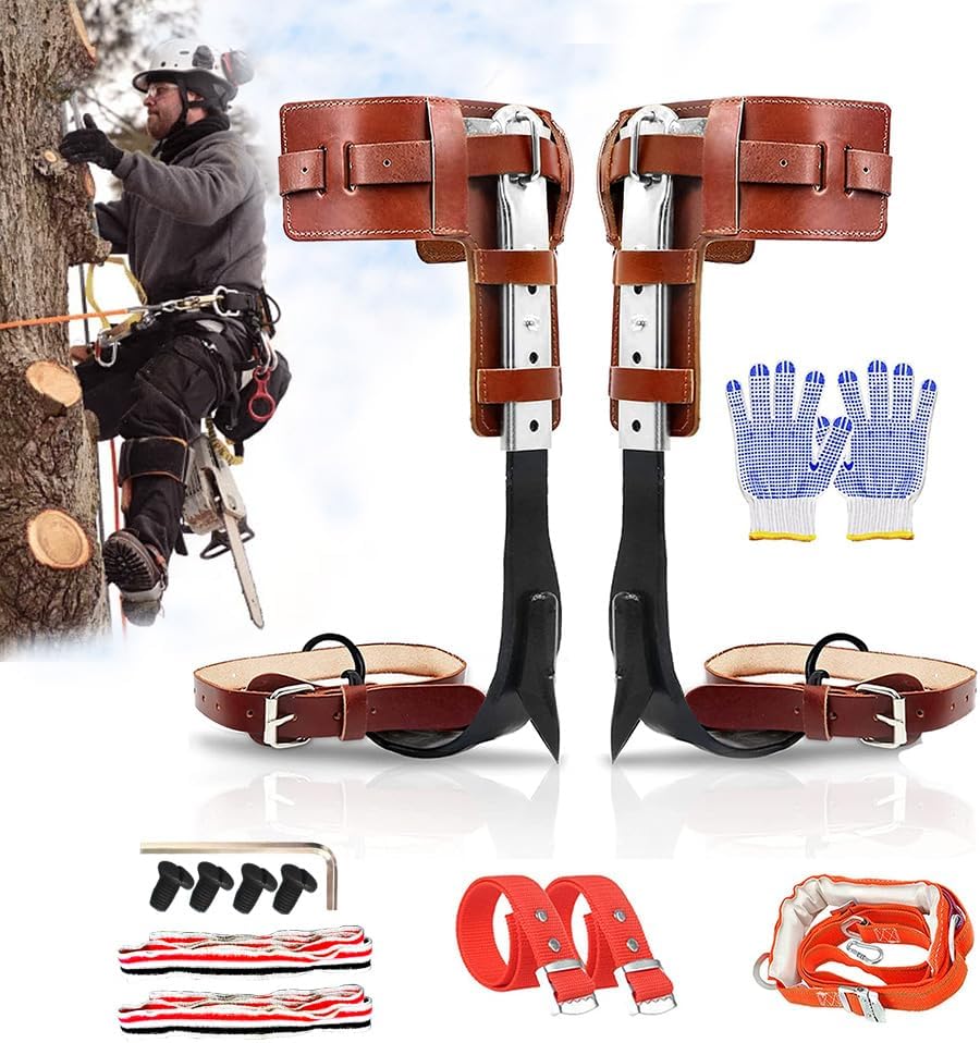 Upgrade Leather Tree Climbing Spikes Set