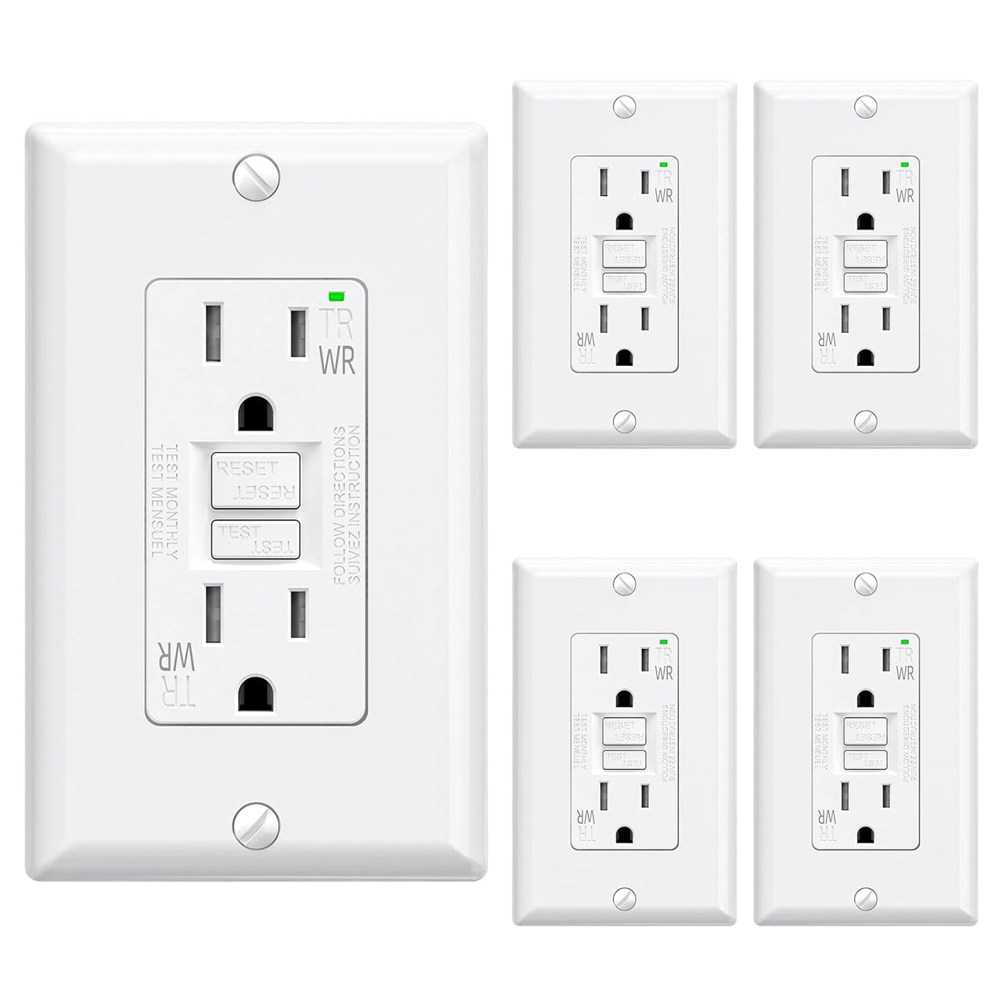 ELEGRP Outdoor GFCI Outlet 15 Amp with Self-Test Feature