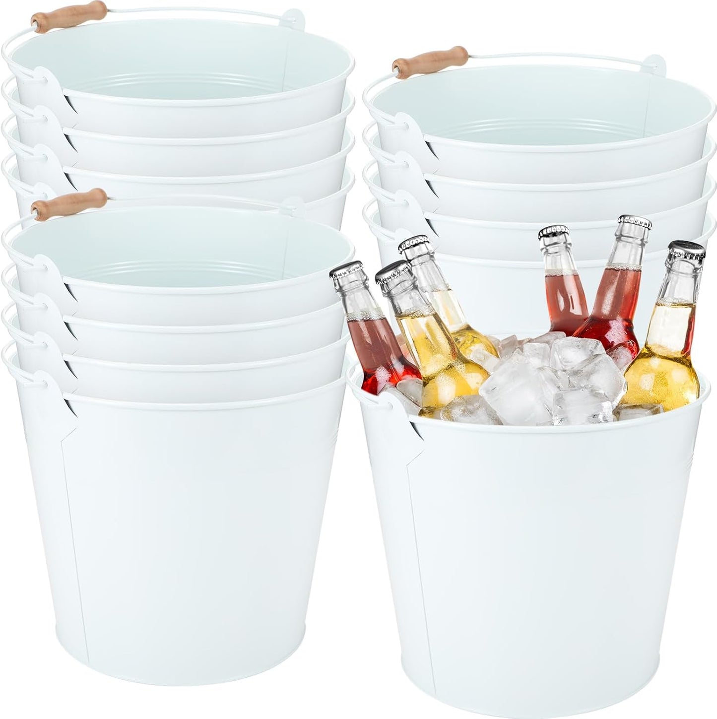 12 Pcs Large Galvanized Metal Buckets for Parties and Crafts