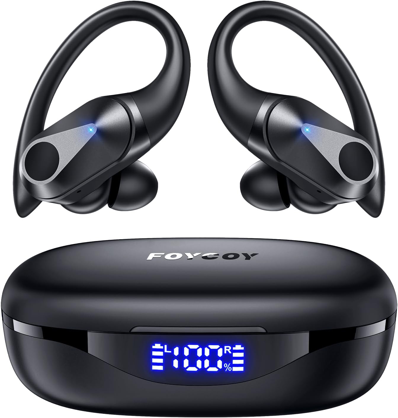 FOYCOY Wireless Earbuds - 90Hrs Playtime, IPX7 Waterproof, Over-Ear Hooks