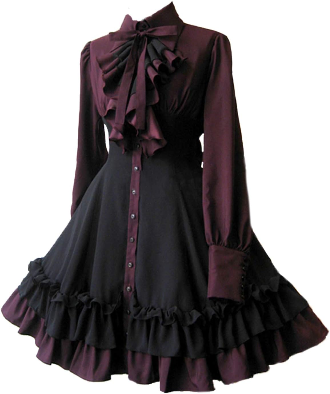 Gothic Lolita Victorian Dress with Ruffles and Bows for Women