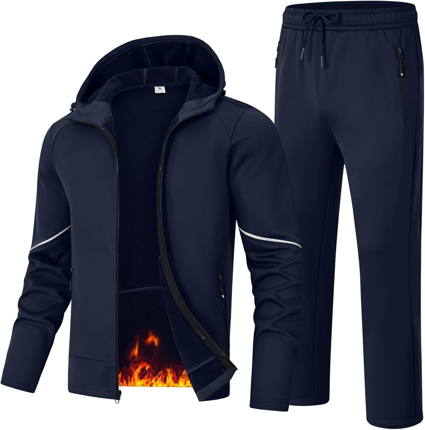 Rdruko Men's Fleece Track Sweat Suit for Winter Workouts