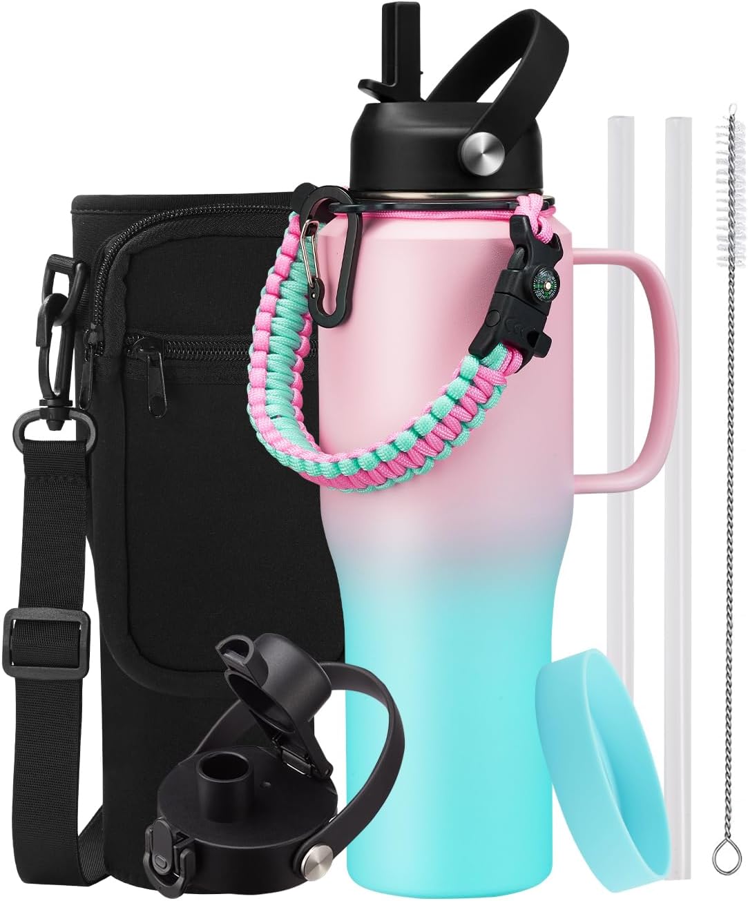 Insulated Water Bottle 32oz Tumbler with Handle for Travel