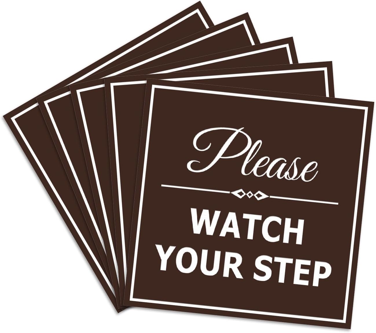 Square Classy Please Watch Your Step Sign - 5 Pack of Safety Signs