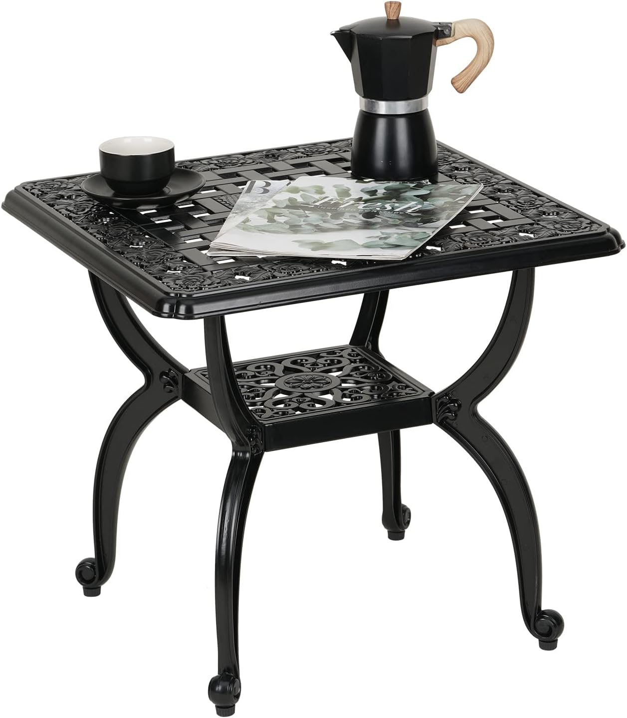 JARDIN DE CENTENNIAL Cast Aluminum Outdoor Side Table for Patio