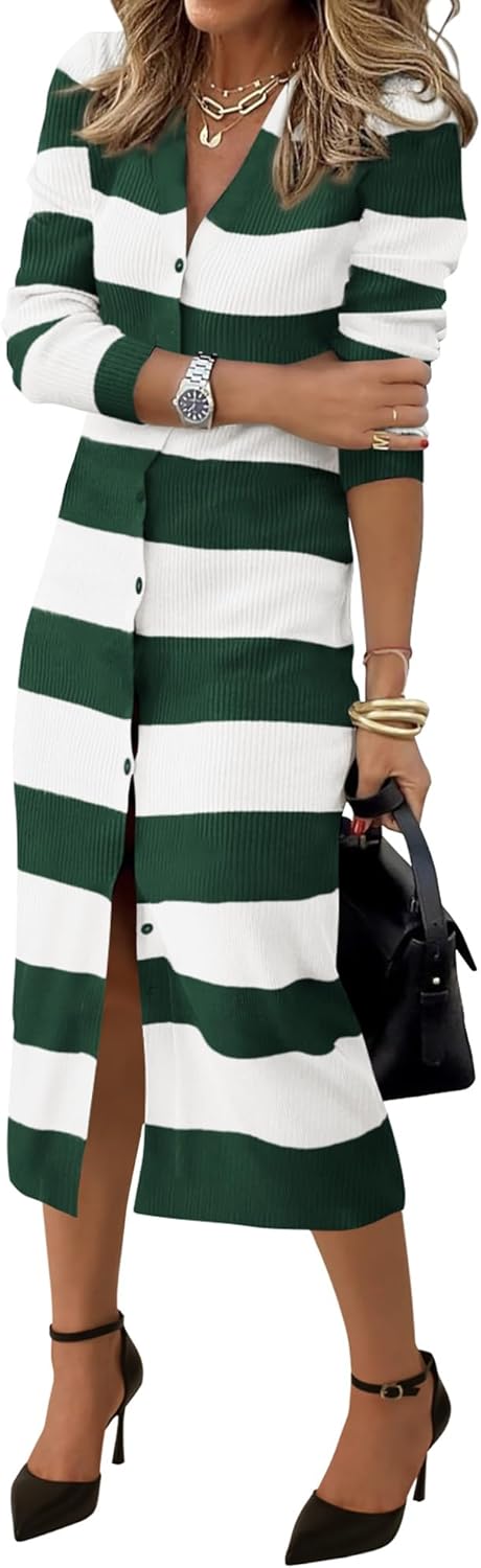 PRETTYGARDEN Women's Long Sleeve V Neck Sweater Dress 2025