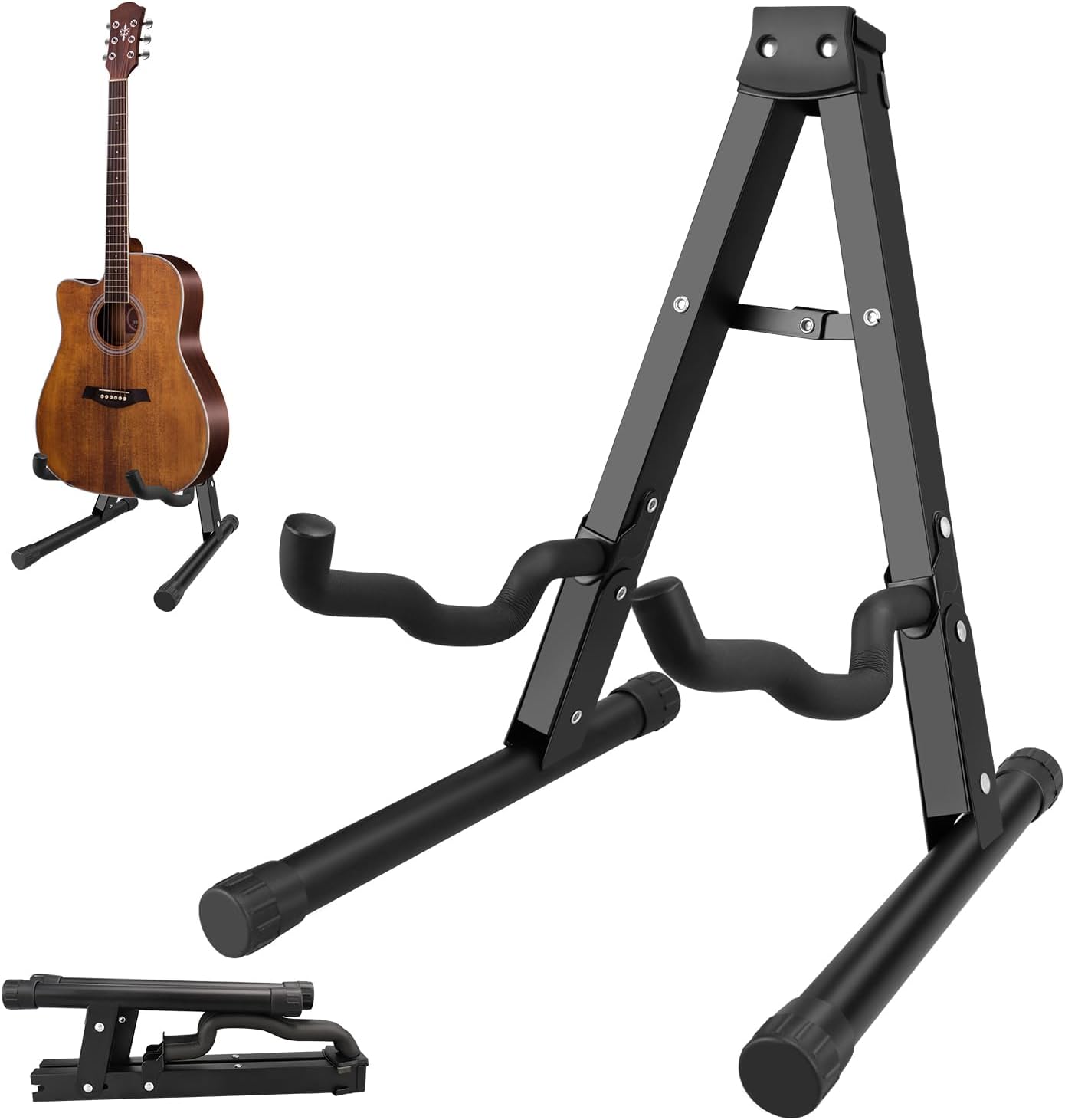 DkOvn Foldable Guitar Stand - Non-Slip Arms, Supports All Instruments - 1/2/4 Pack