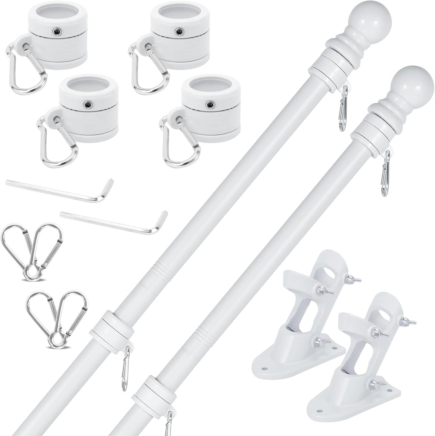 American Flag Pole Kit for Outside House with Bracket - 2 Packs