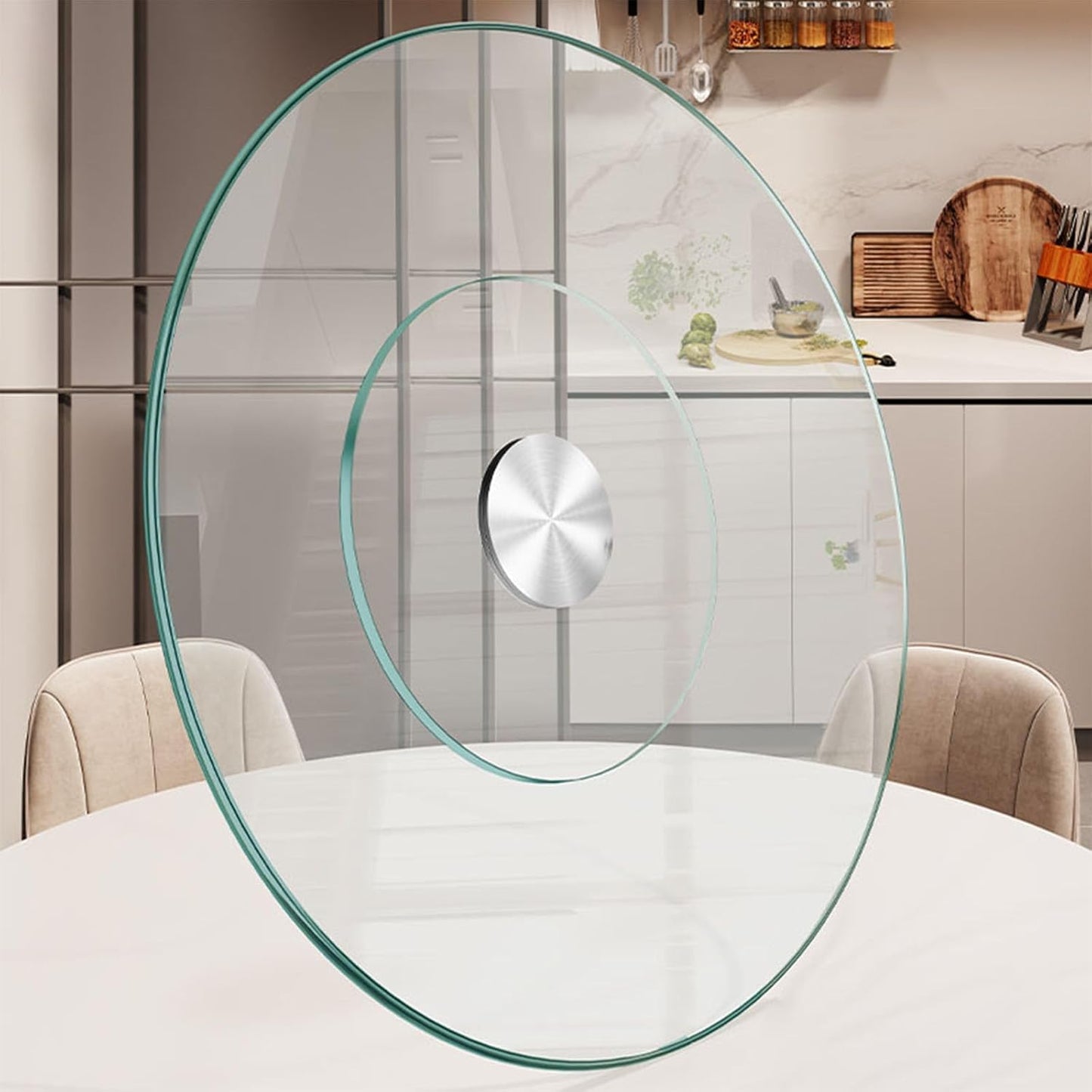 34.6 inch Lazy Susan Tempered Glass Rotating Serving Tray