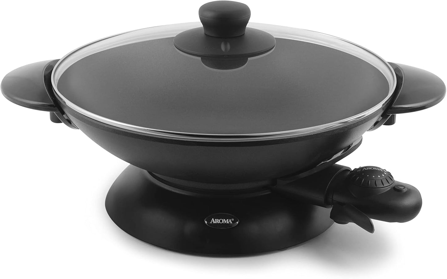 Aroma AEW-306 Electric Wok with Tempered Glass Lid for Cooking