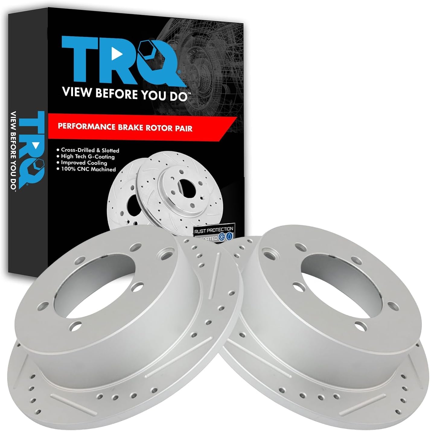 TRQ Performance Brake Rotor Set for Mitsubishi - Drilled & Slotted