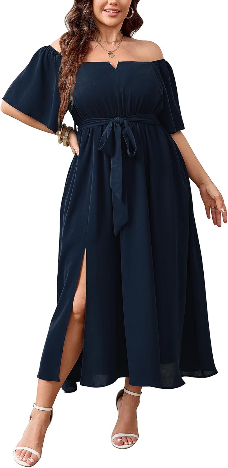 SCOMCHIC Plus Size Formal Dresses for Wedding Guests and More