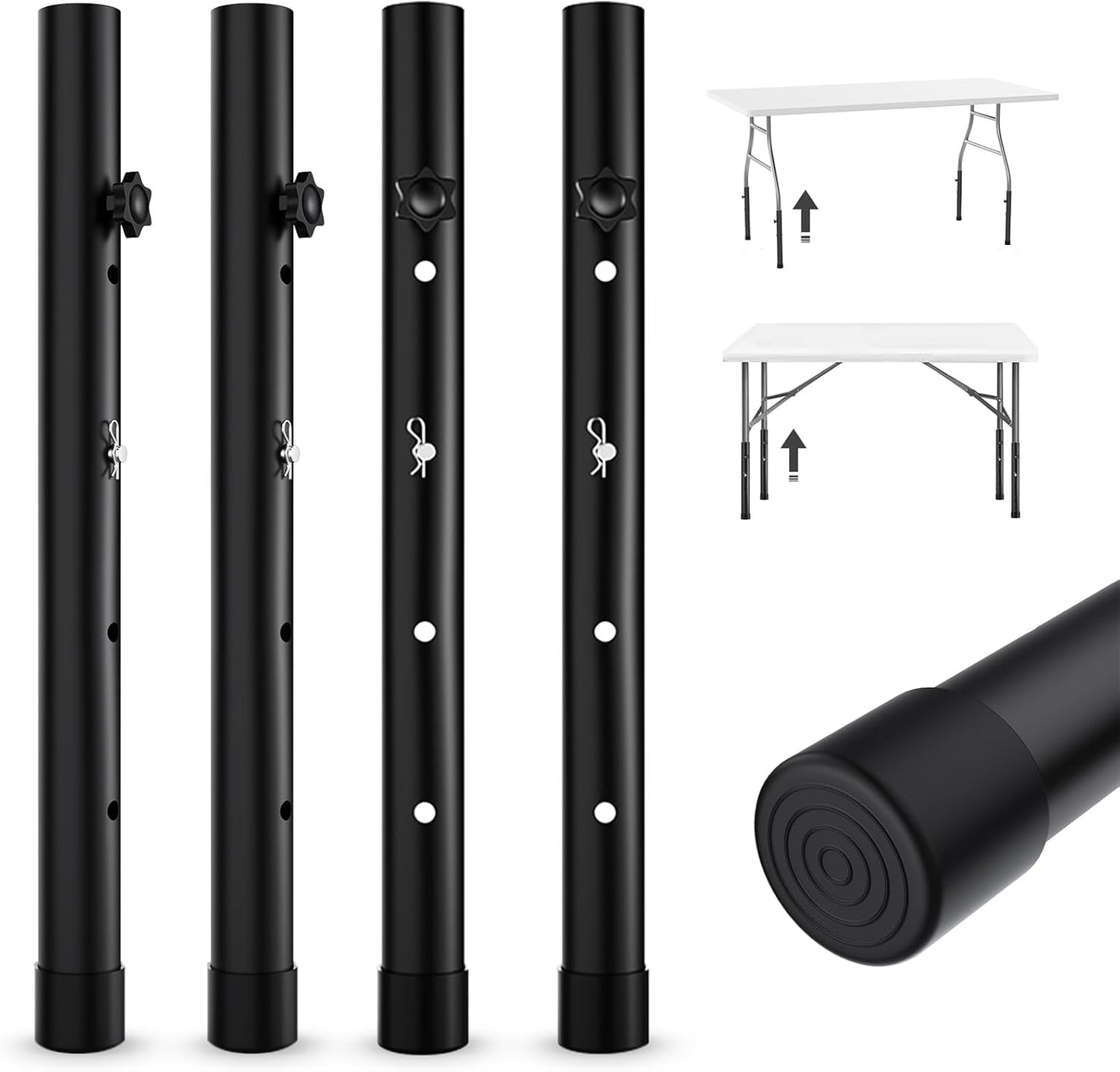 Table Leg Extensions for Folding Tables - Adjustable Metal Risers