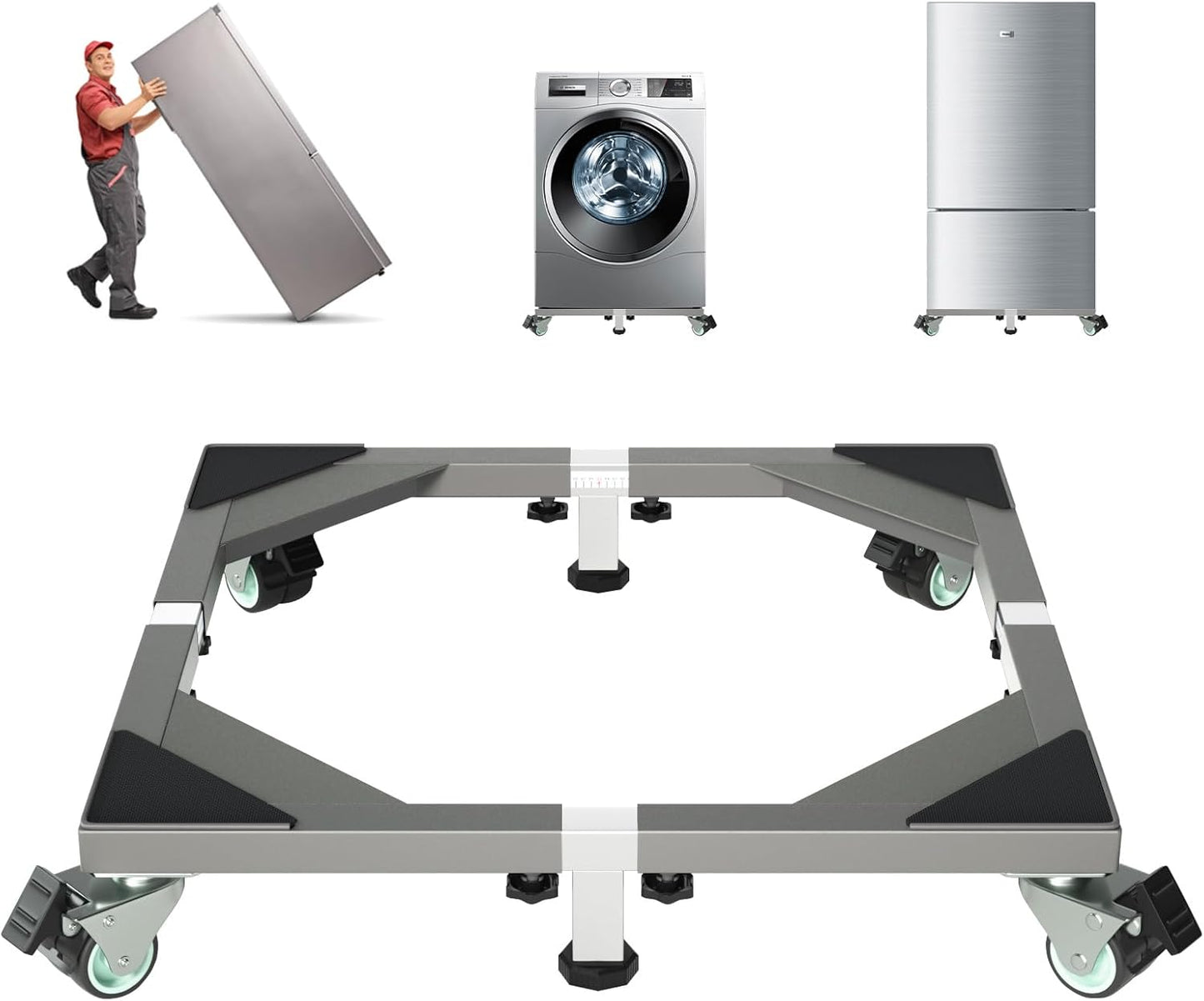 Stainless Steel Mobile Fridge Stand with Wheels