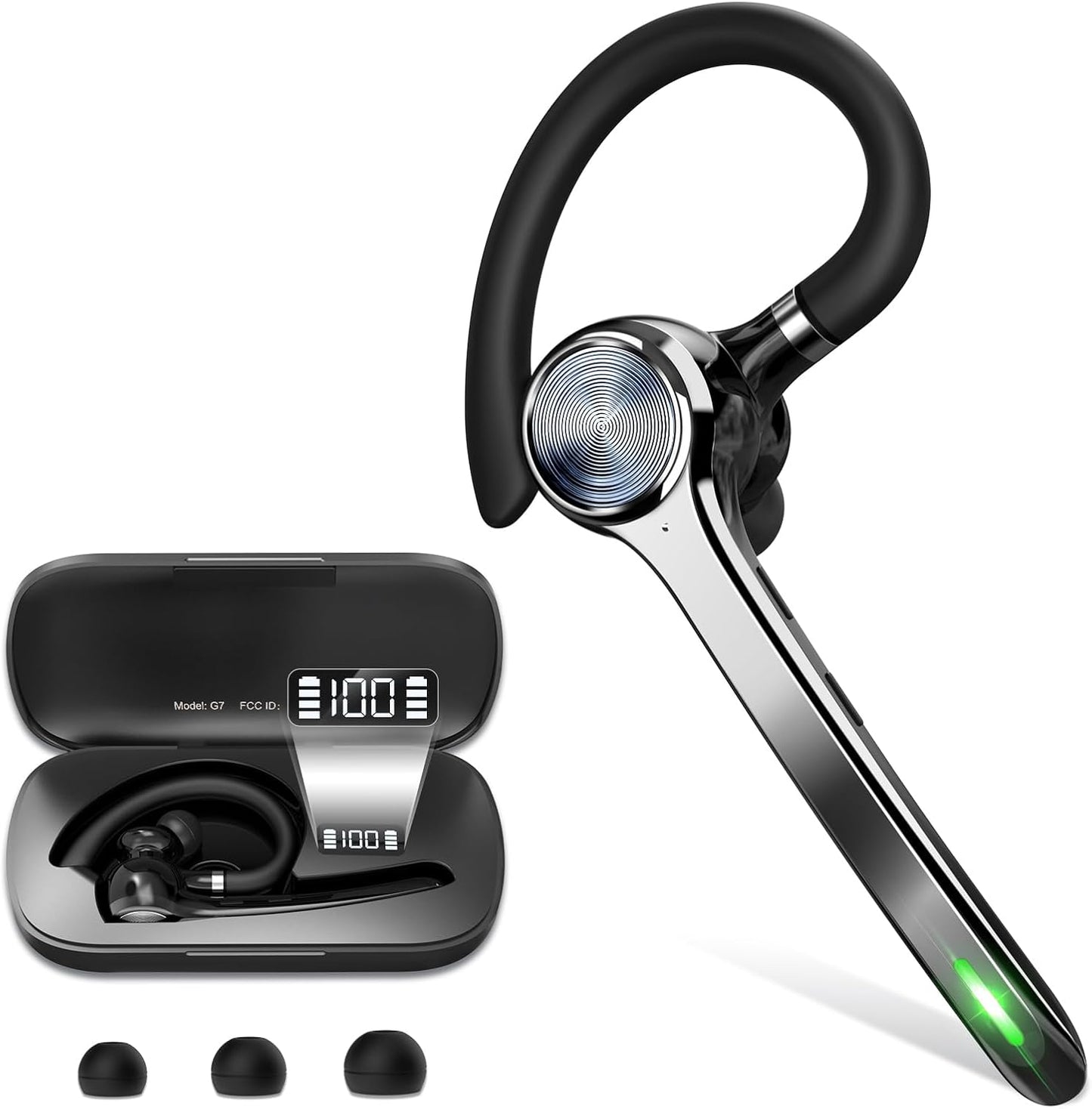 HEIBAS Bluetooth Earpiece: 72hrs Talking Time & Built-in Mic