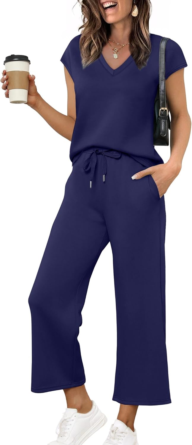 Saloogoe Two Piece Sets for Women Summer Outfits Lounge Sets