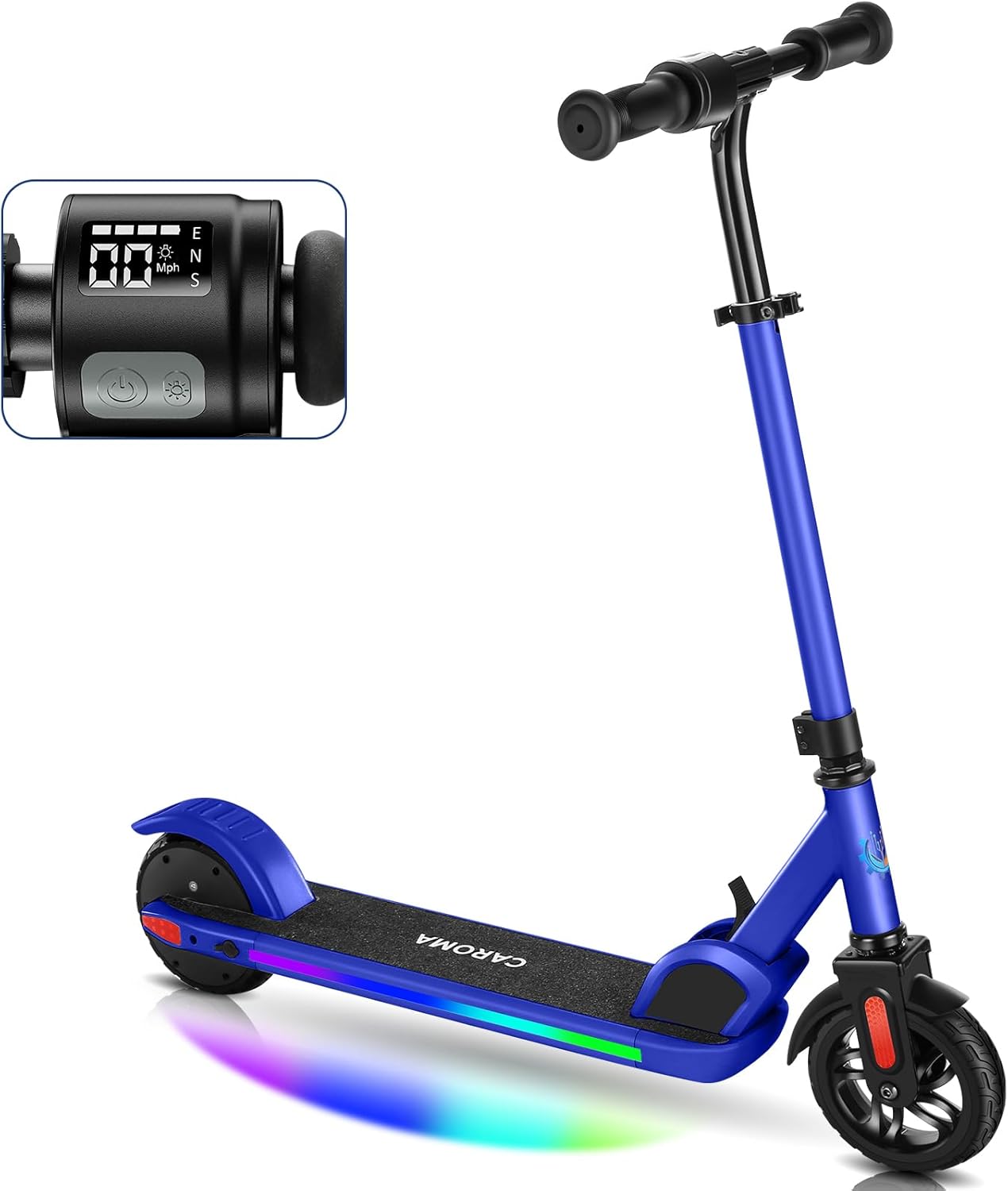Caroma Electric Scooter for Kids Ages 6-14 with Colorful Lights
