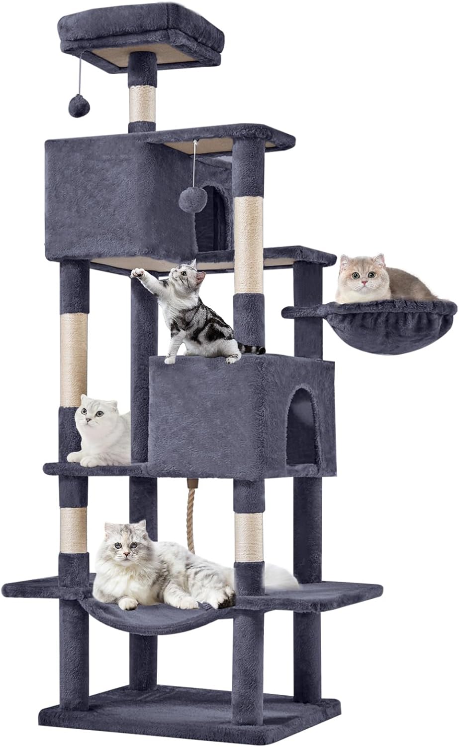 66 Inch Cat Tree Tower for Multi-Cat Households and Play