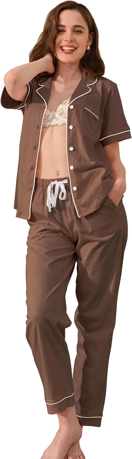 100% Cotton Pajamas for Women Sets Soft Sleepwear Loungewear