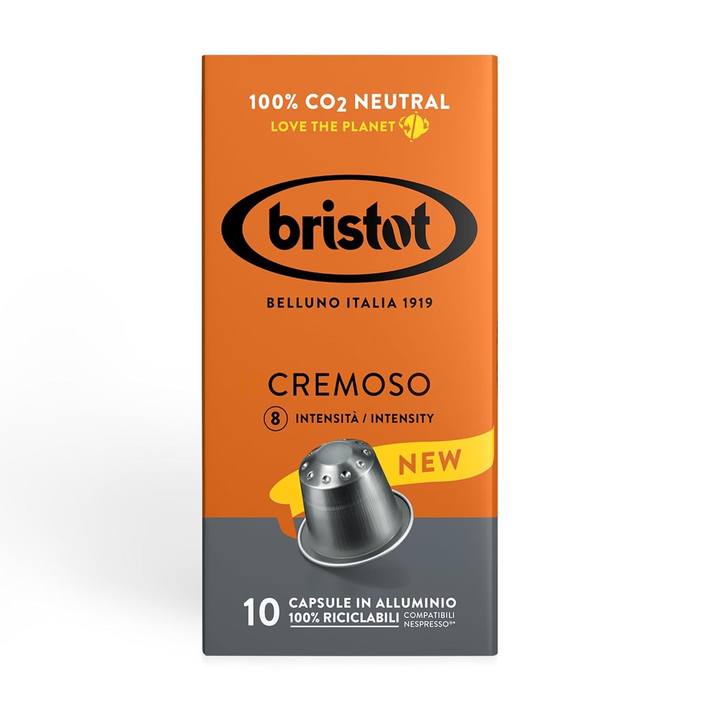 Bristot Cremoso Nespresso Capsules - Medium Roast, 100% Recyclable