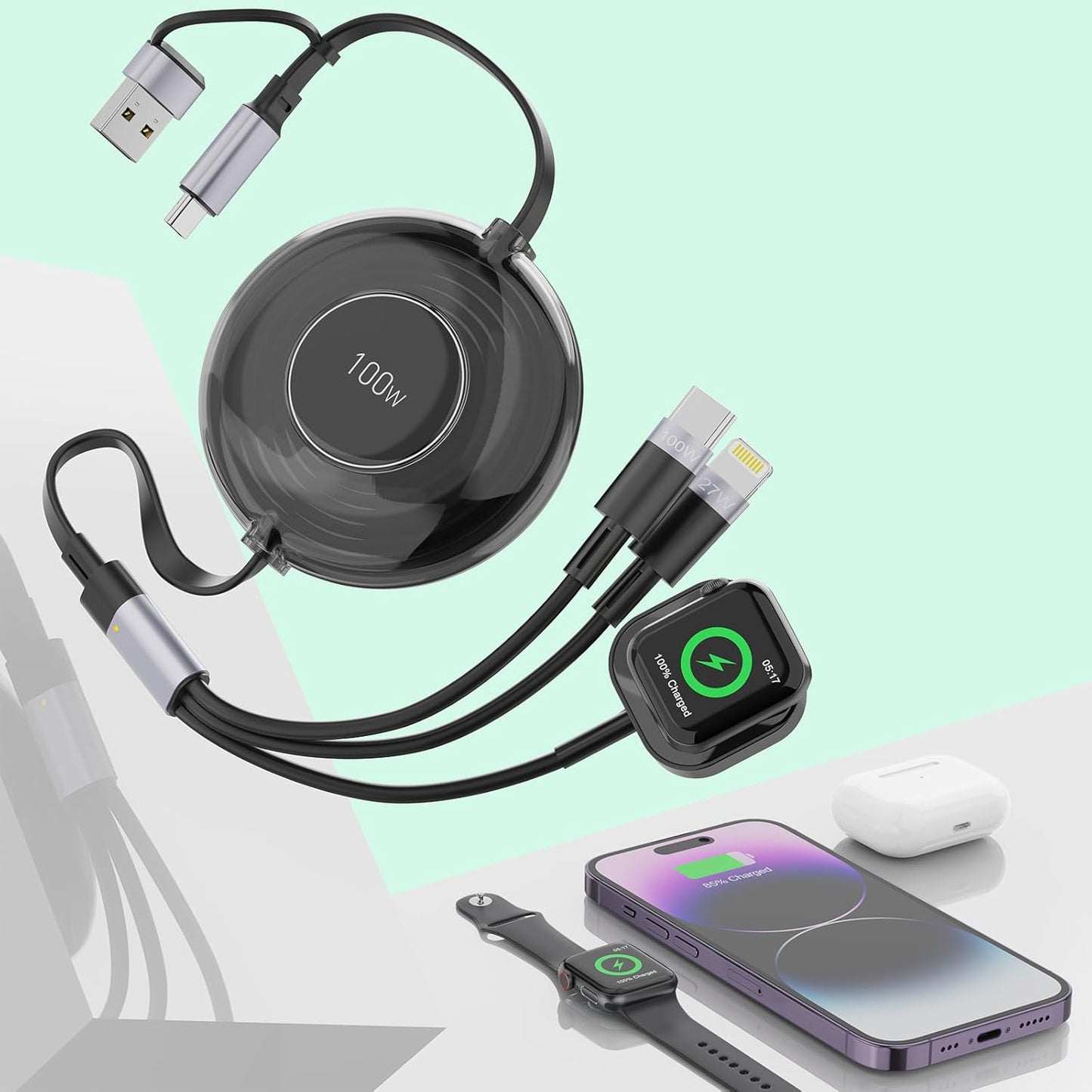 Super Fast 100W 5-in-1 Charger Cable for iWatch & iPhone