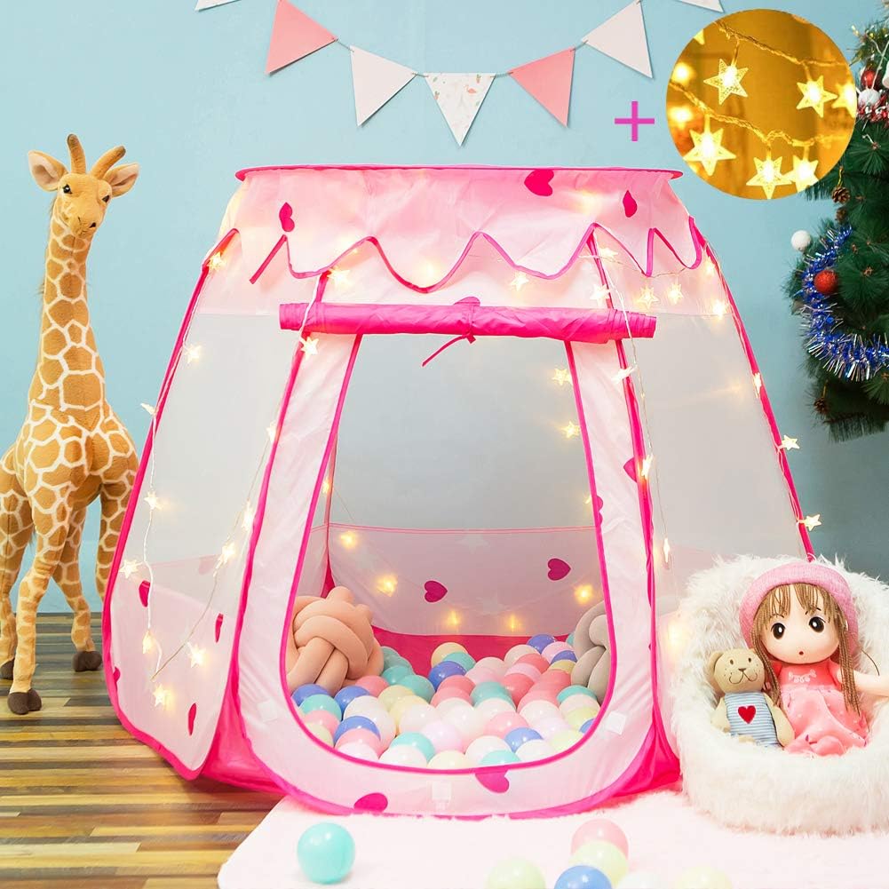 Princess Pop Up Tent with Star Light - Easy Assembly