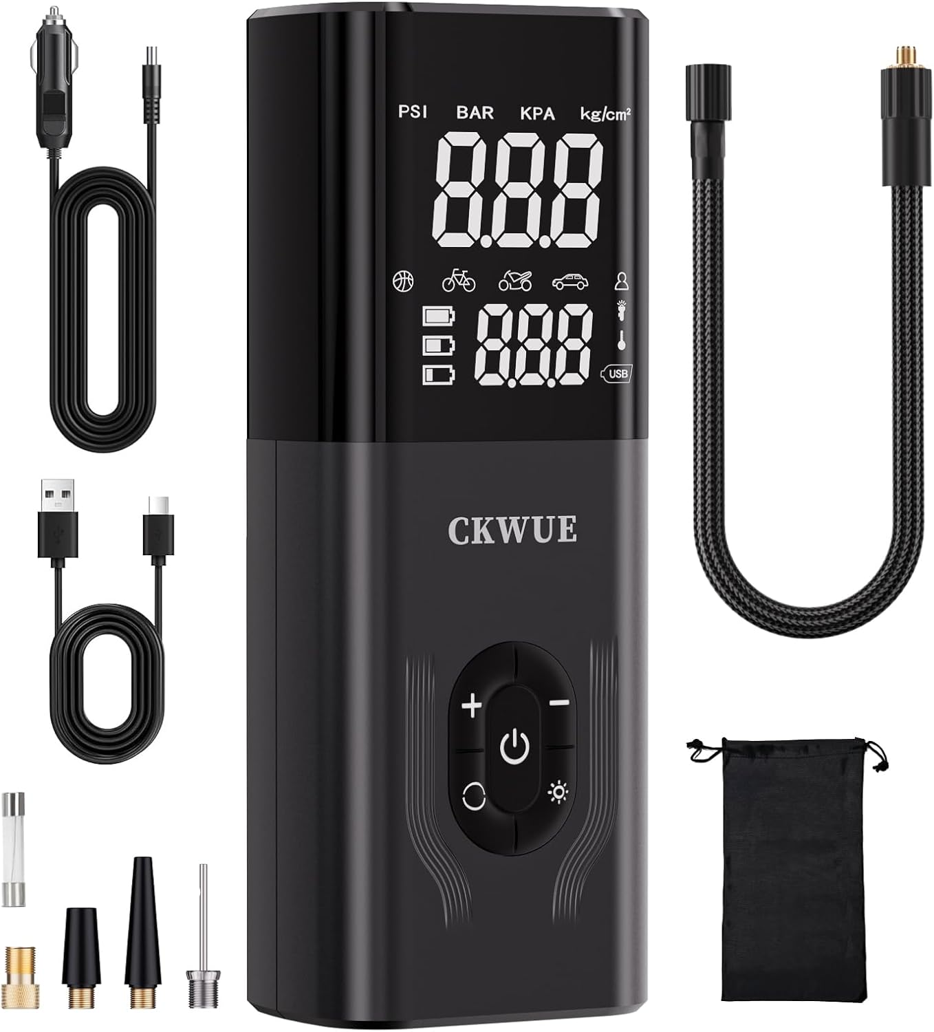 Portable Tire Inflator with Digital Pressure Gauge for All Vehicles
