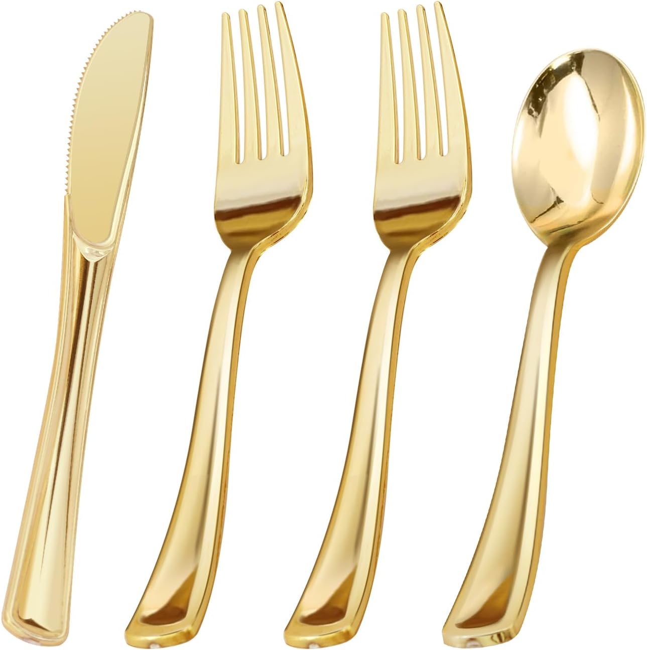 400PCS Gold Plastic Silverware Set for Parties and Weddings