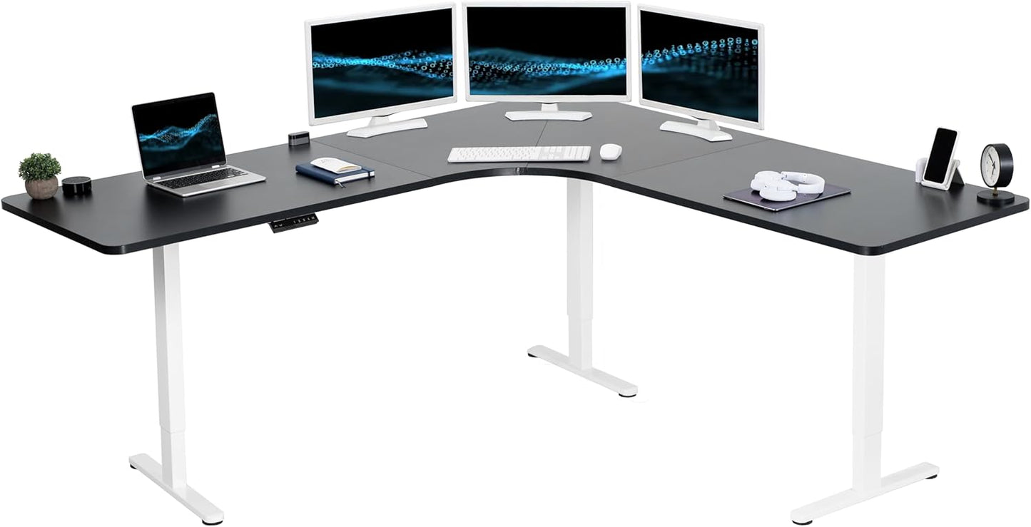 VIVO Electric Height Adjustable Curved Corner Stand Up Desk