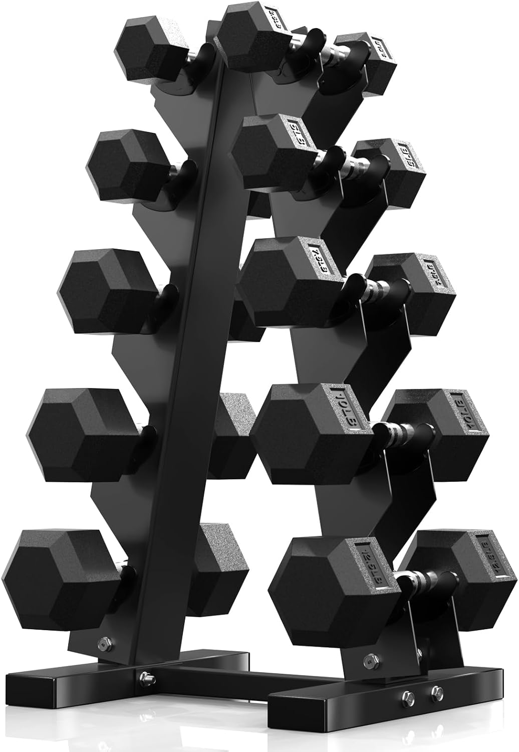 PAPABABE Hex Dumbbell Sets with Rack for Strength Training