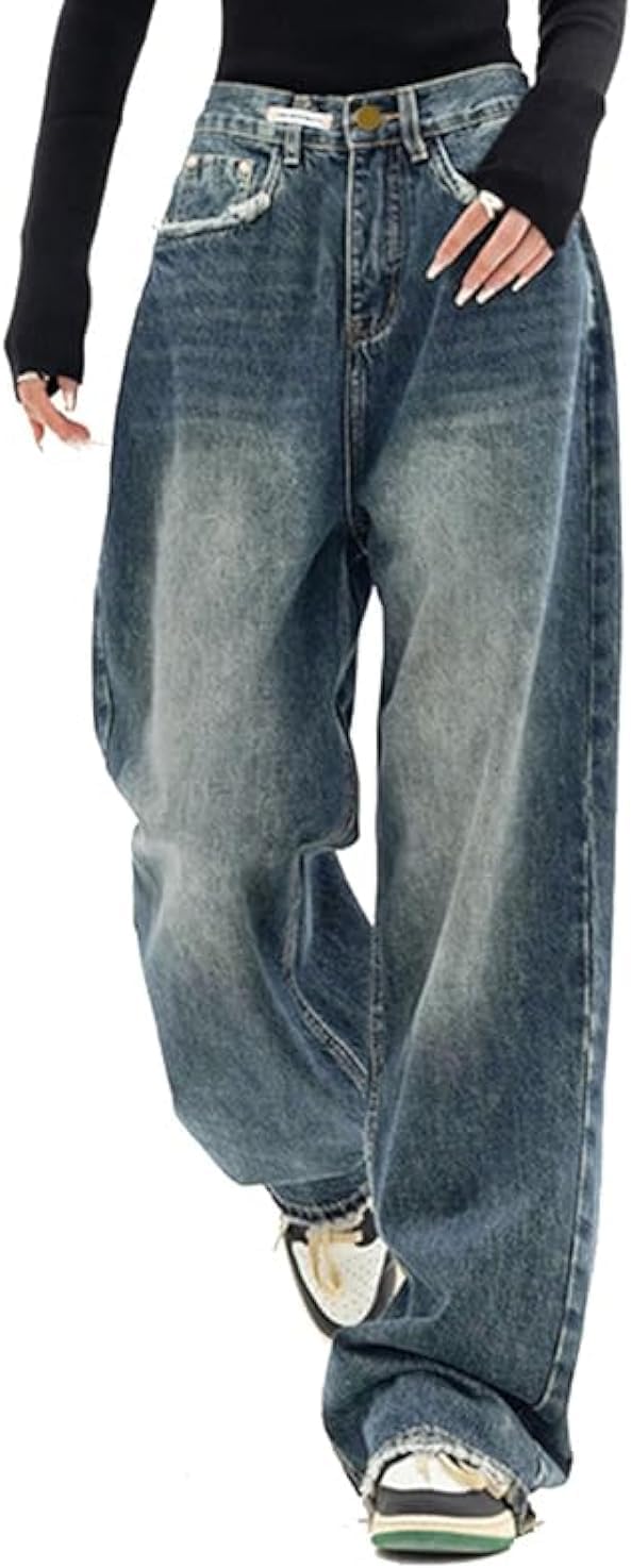 EMMIOL Wide Leg Baggy Jeans for Women - Vintage Y2K Style