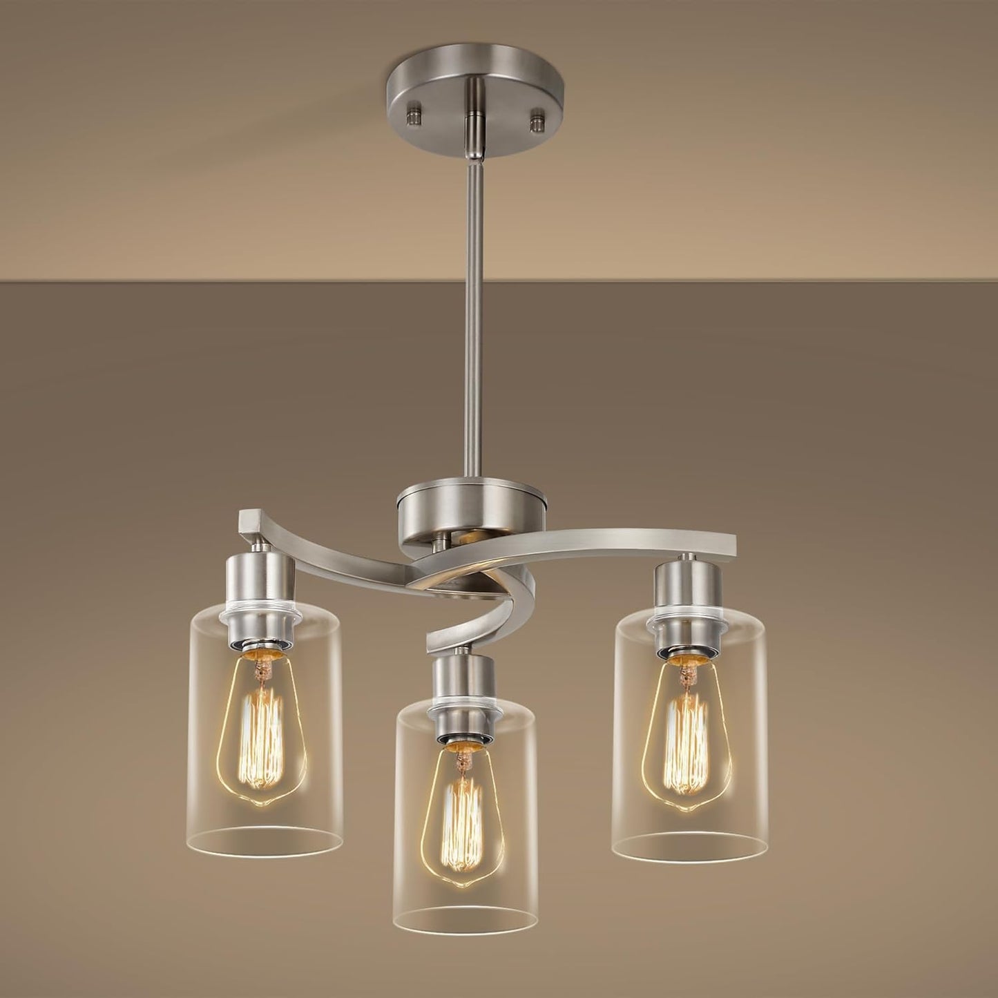 3-Light Brushed Nickel Pendant Lighting for Kitchen Island