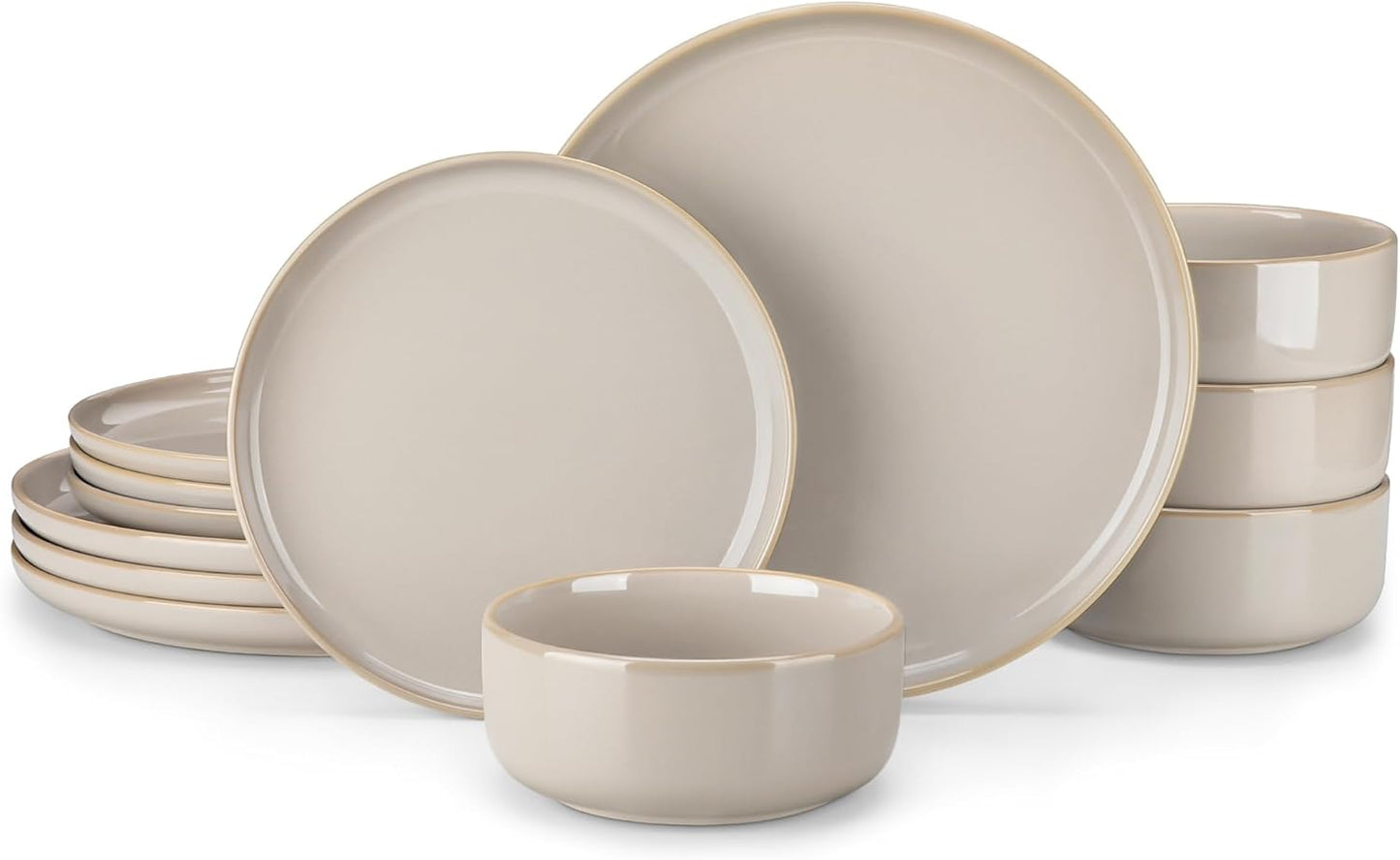 vancasso PLAYA Plates and Bowls Set for 4, Unique Grey Dinnerware