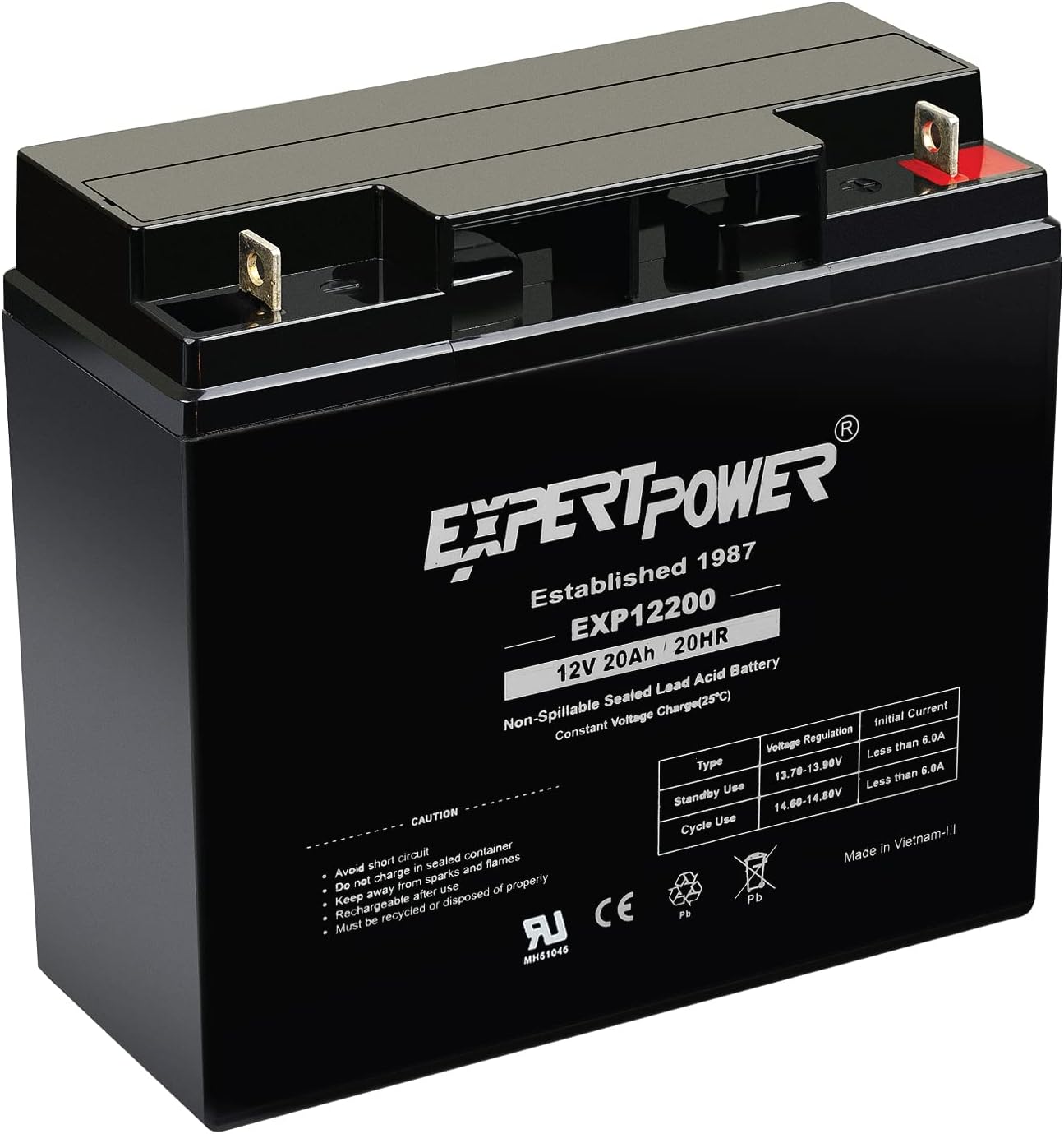 ExpertPower 12 Volt 20 Ah Rechargeable SLA Battery for Reliability