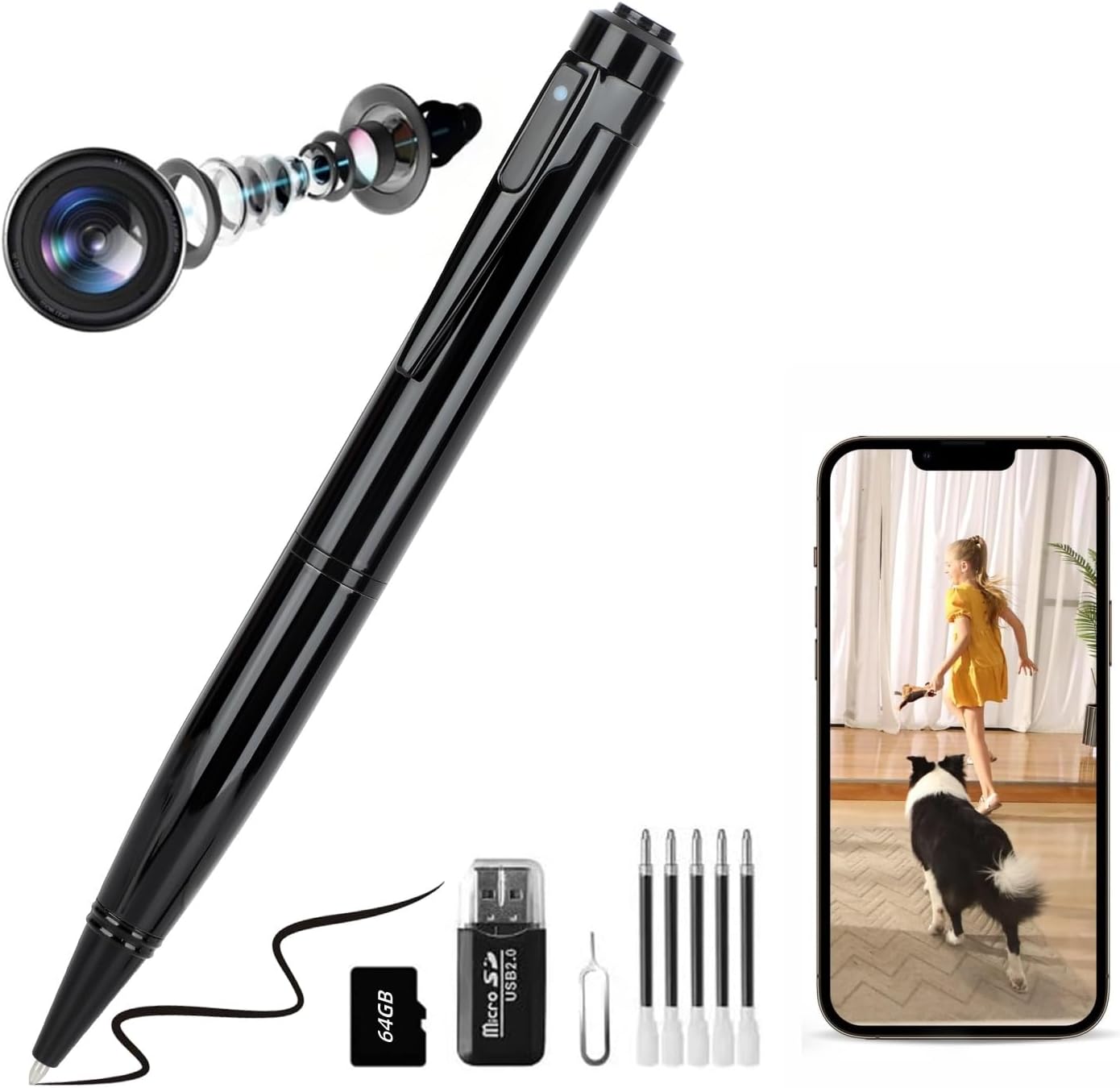 1080P Body Camera Pen with Long Battery Life and Easy Use