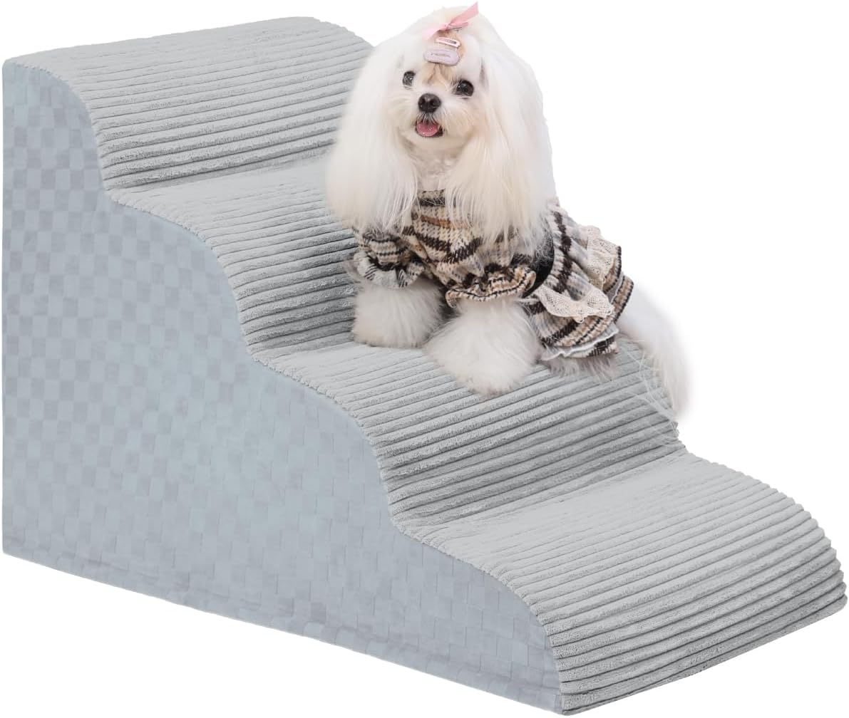 Dog Stairs Curved Ramp for Small Dogs with High Density Foam