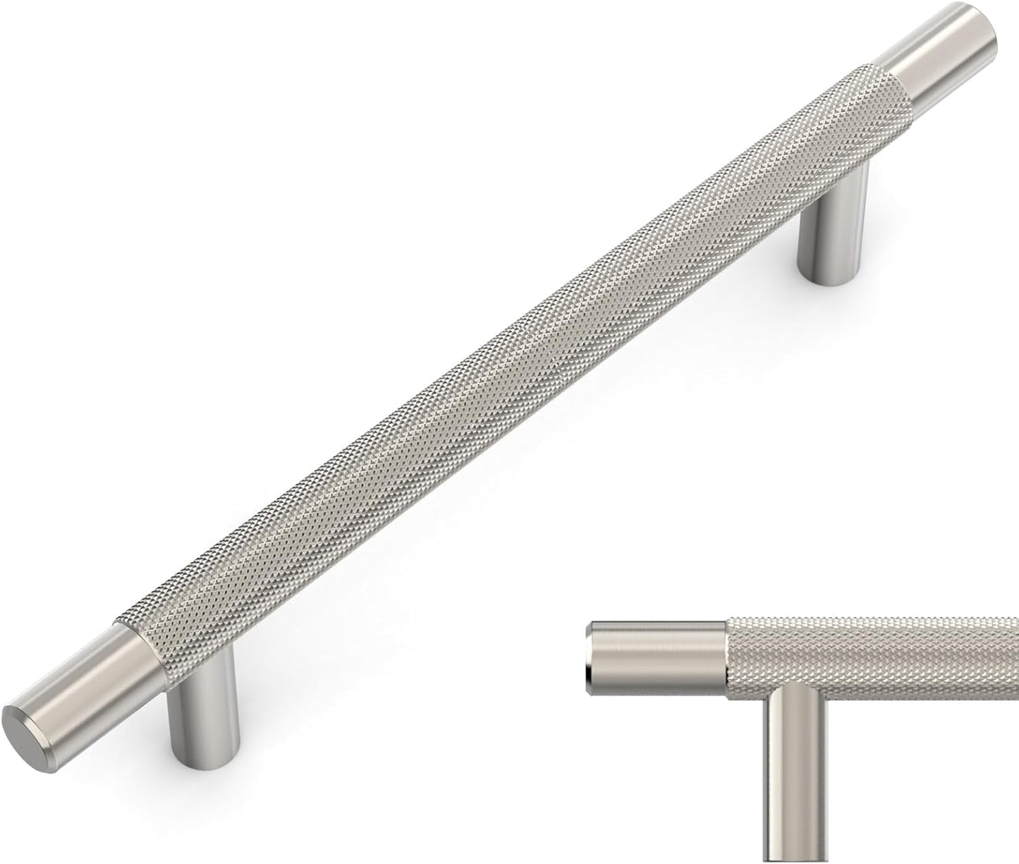 Brushed Satin Nickel Knurled Cabinet Pulls for Kitchen Handles