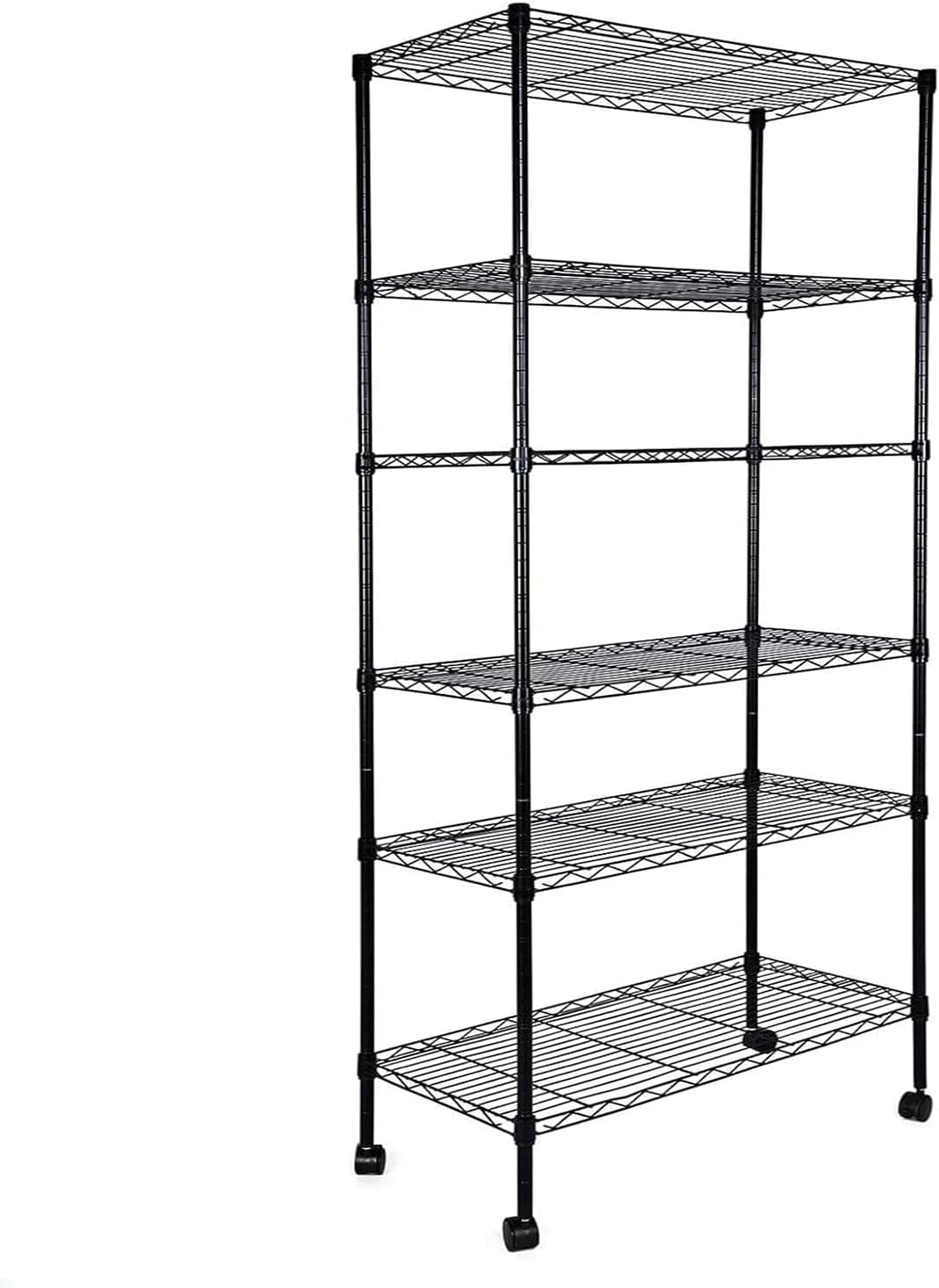 Heavy Duty 6-Shelf Shelving Unit with Wheels and Hooks