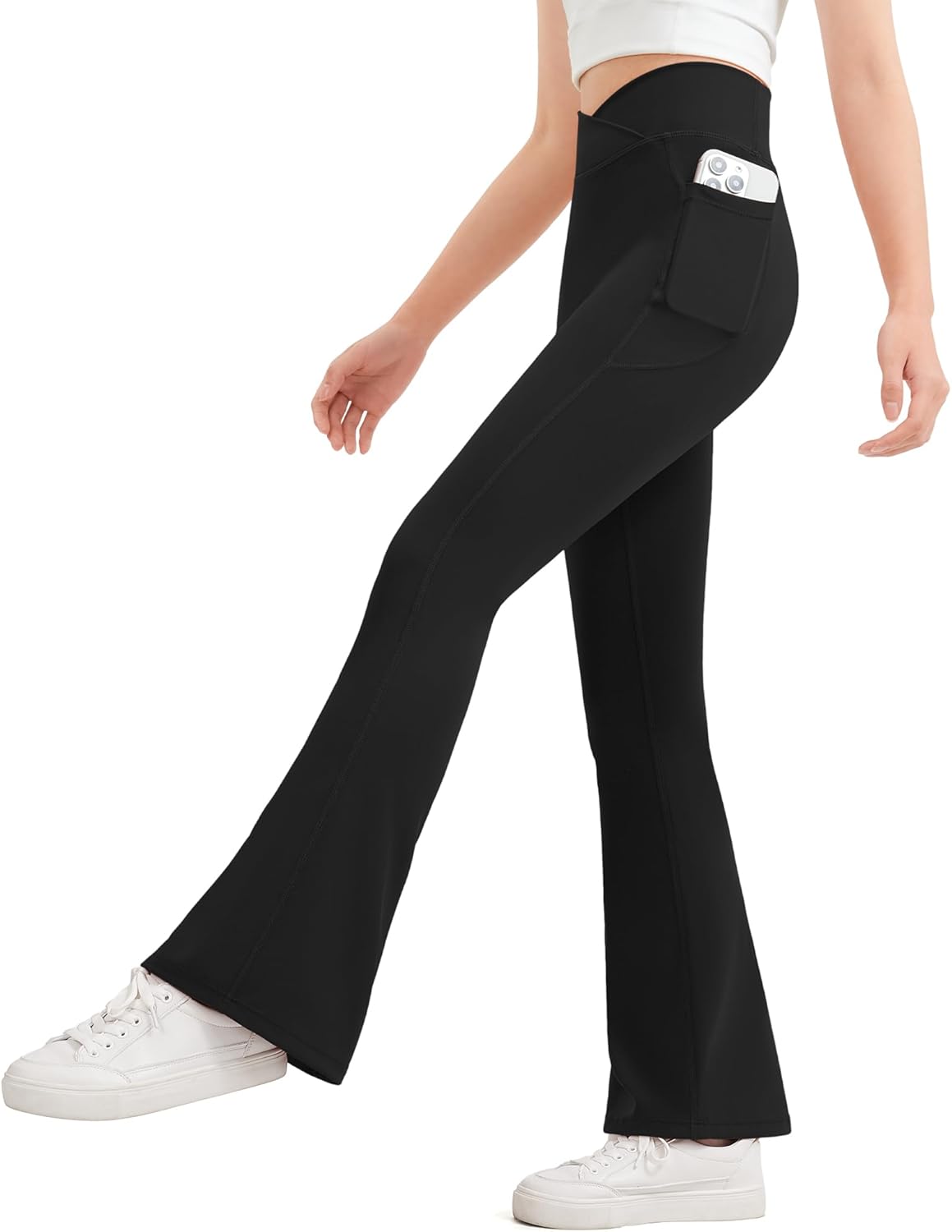JOCMIC Girls Bell Bottom Leggings - Stylish Flare for Dance & Yoga