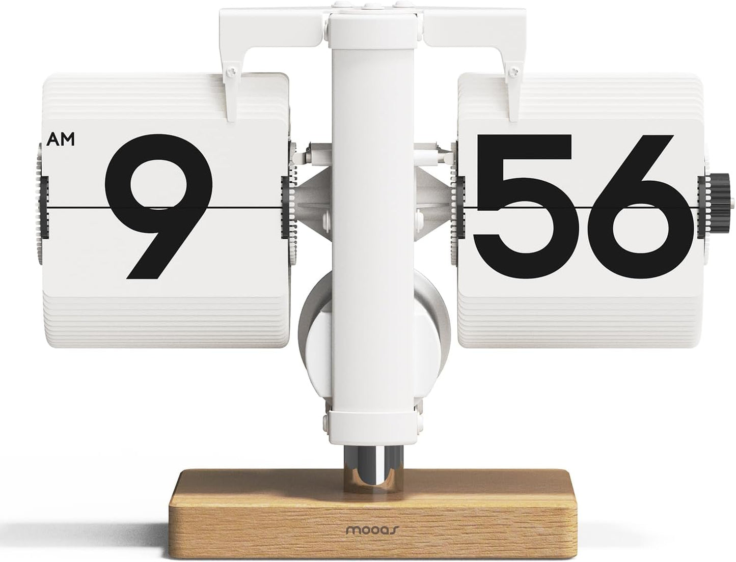 Mooas Classic Modern Wood Mini Flip Desk Clock for Home Office