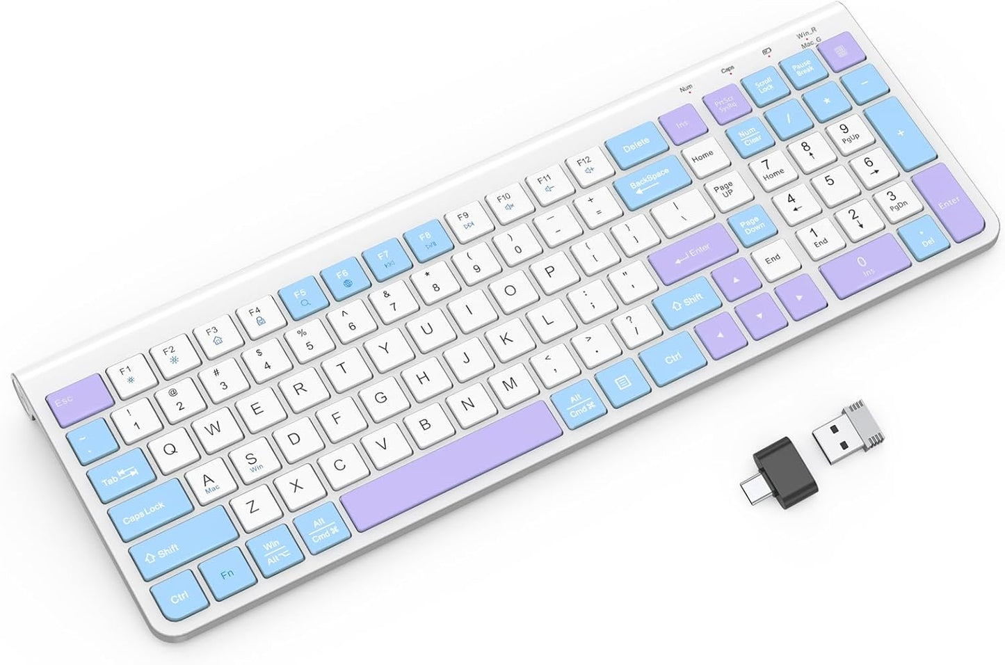 Colorful Wireless Keyboard with Low-Profile Keys for Comfort