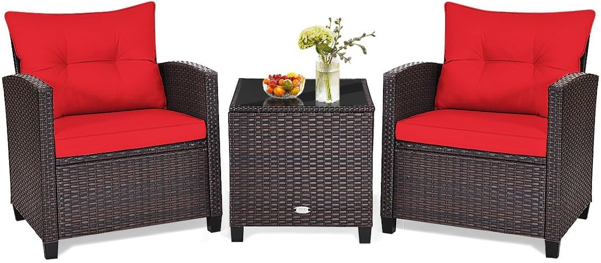 HAPPYGRILL 3 Pieces Patio Conversation Set for Outdoor Relaxation