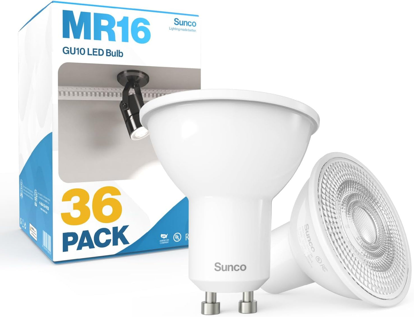 Sunco 36 Pack MR16 LED Bulb - Dimmable GU10 Track Light