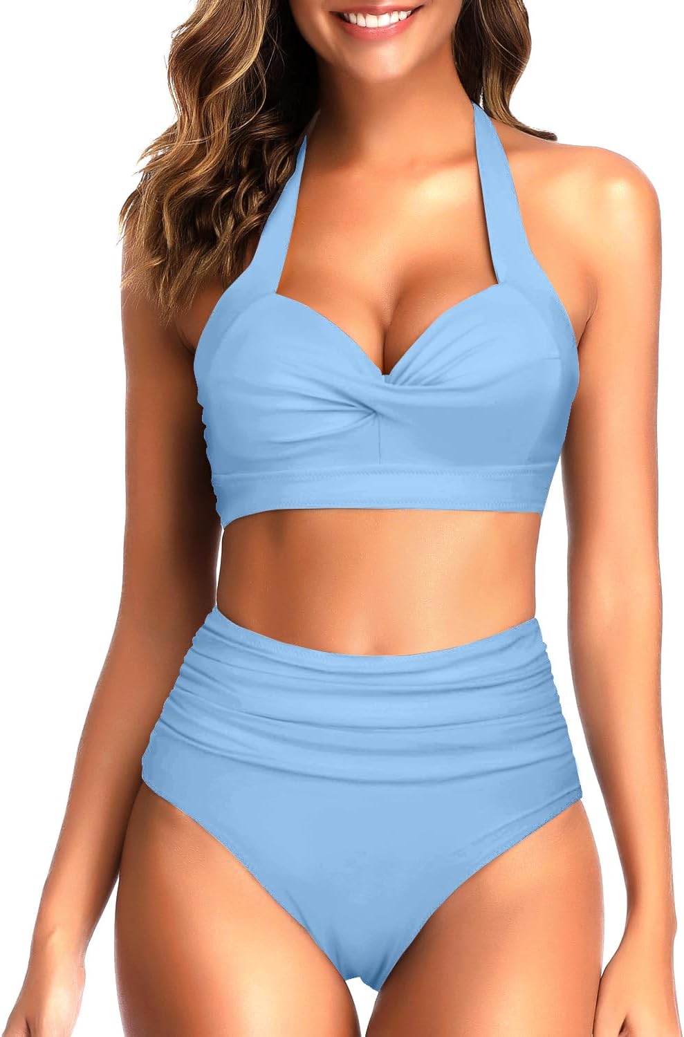 Tempt Me Vintage Swimsuit Retro Halter High Waist Bikini Set