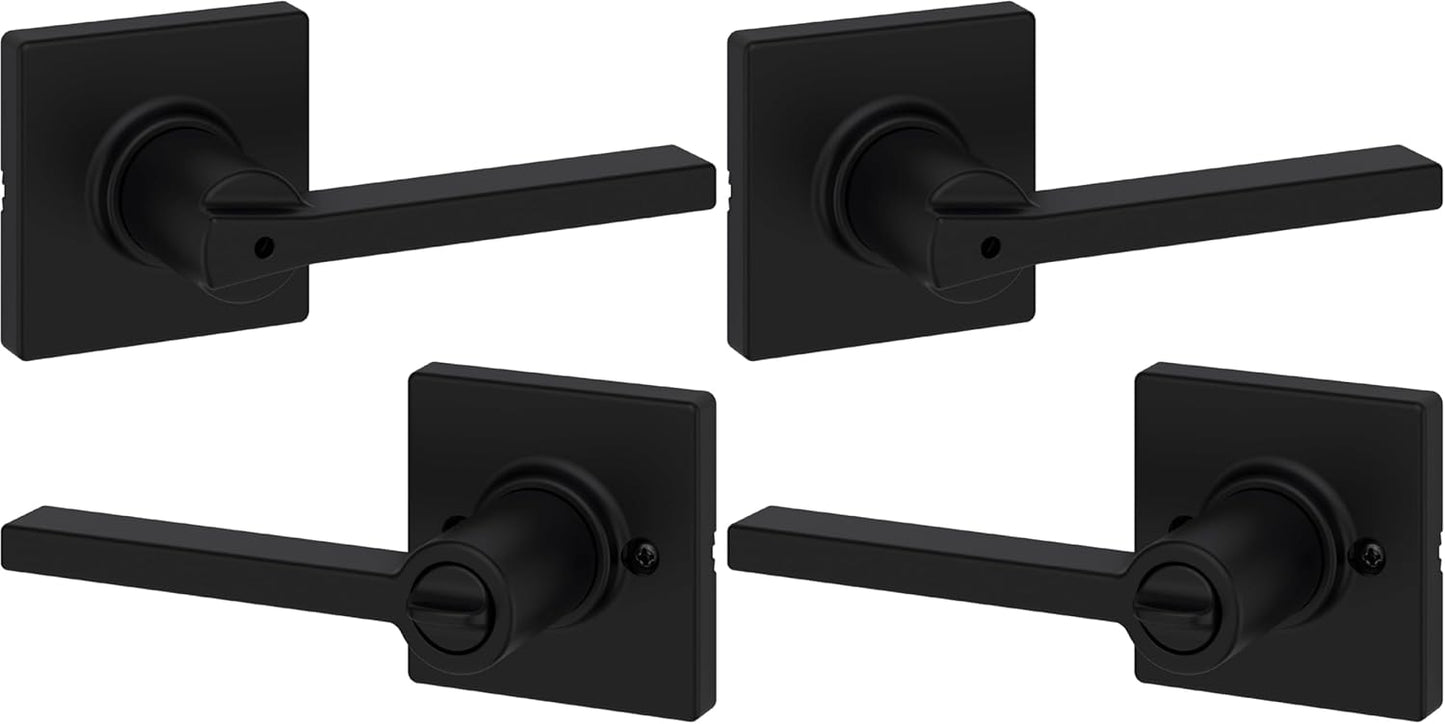 Kwikset Casey Interior Privacy Door Handle with Lock, Matte Black