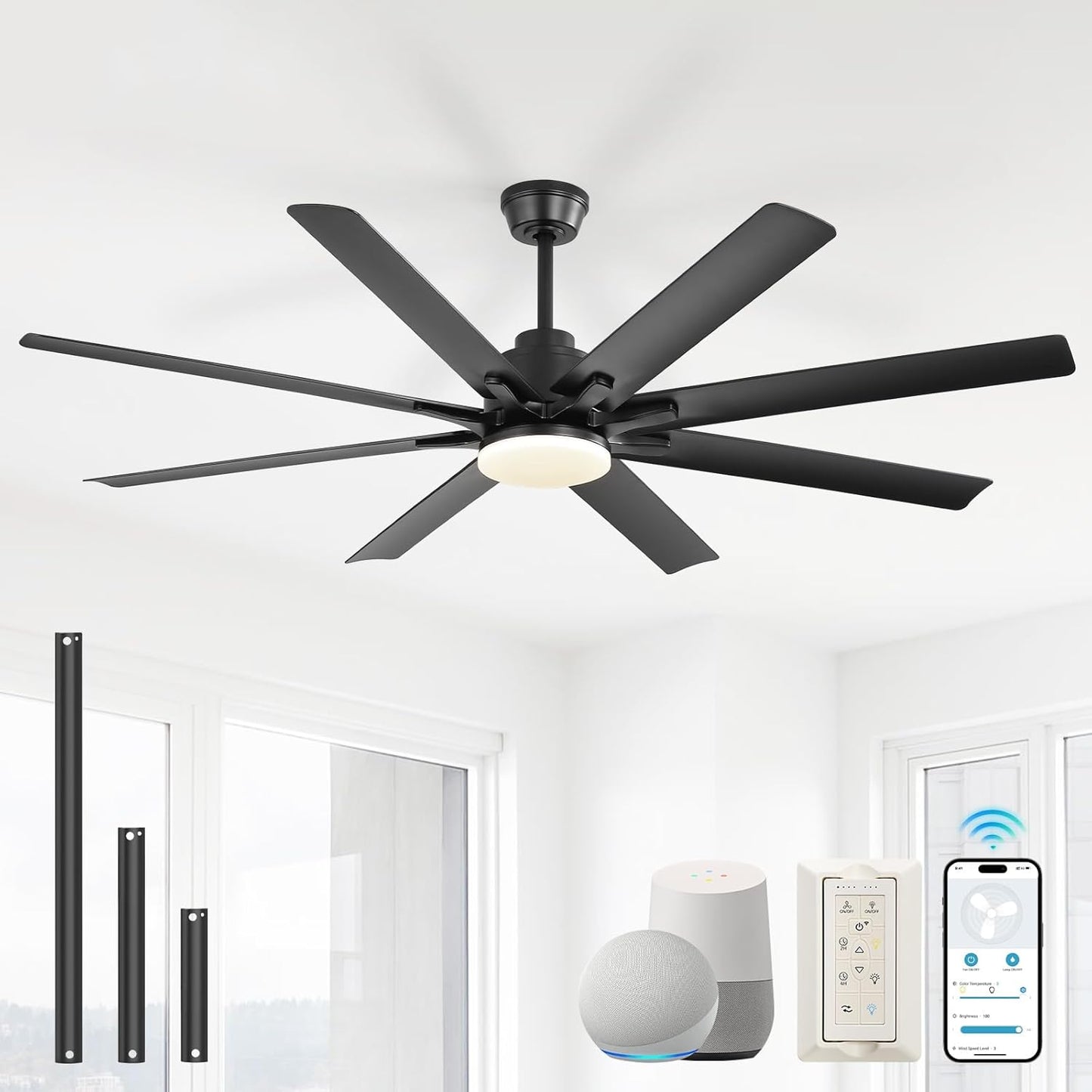 Sofucor 52 Inch Ceiling Fans with Lights for Indoor and Outdoor