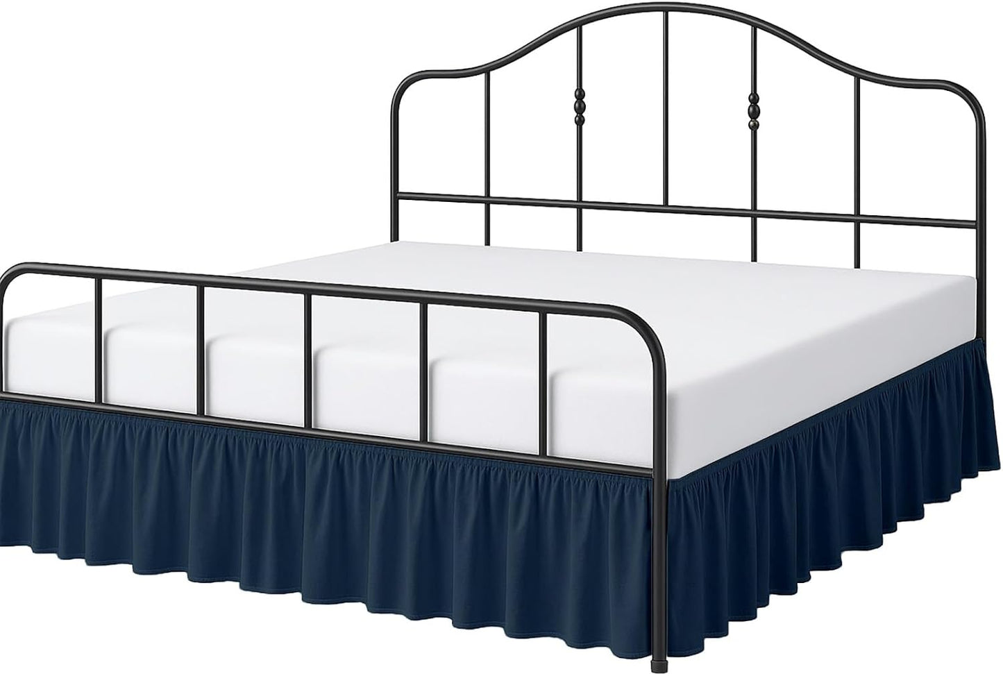 Ruffled Bed Skirt Queen Size with Split Corner in Navy Blue