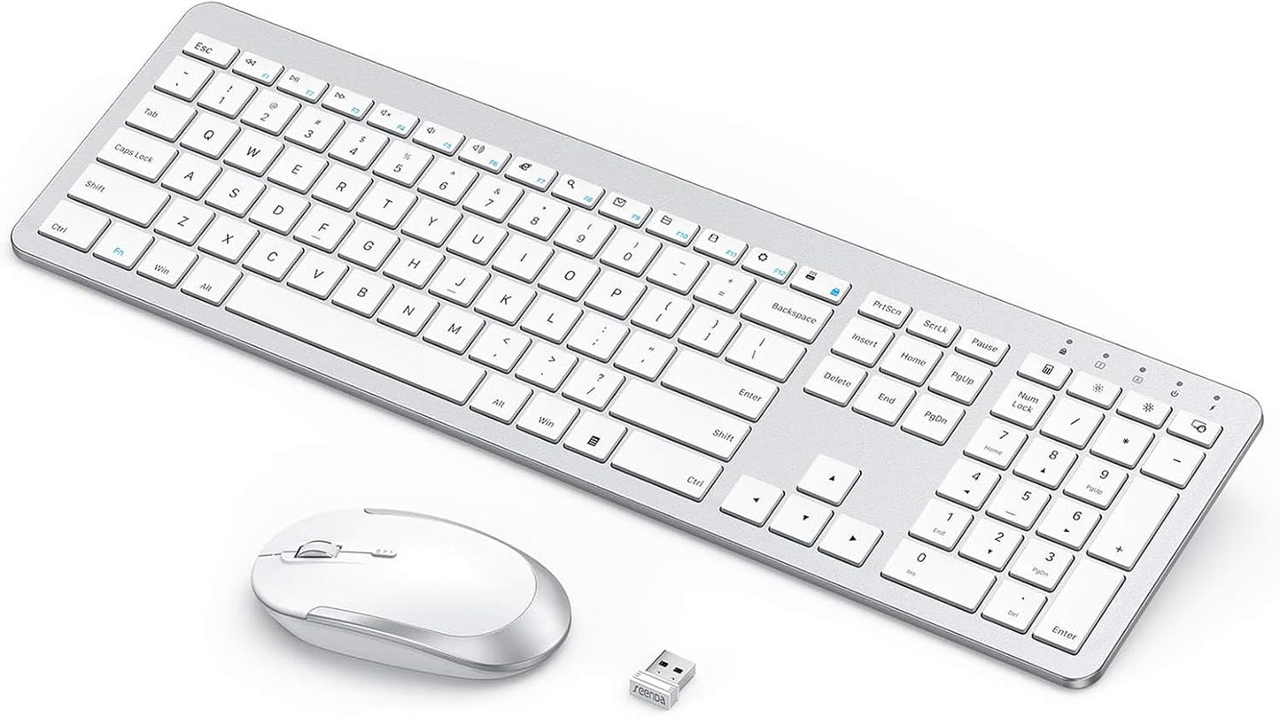Rechargeable Wireless Keyboard Mouse Combo for Quiet Typing